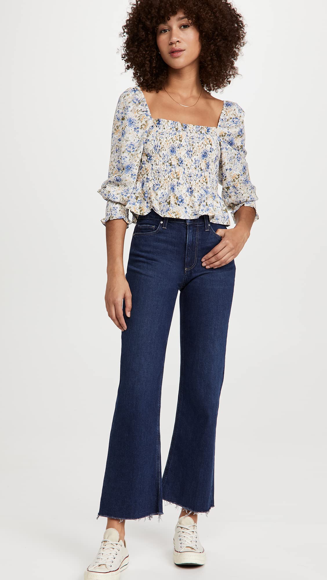 PAIGE Women's Leenah Ankle Jeans - High Waist Slim Fit Stretch Denim Pants for Casual Wear & Everyday Outfits