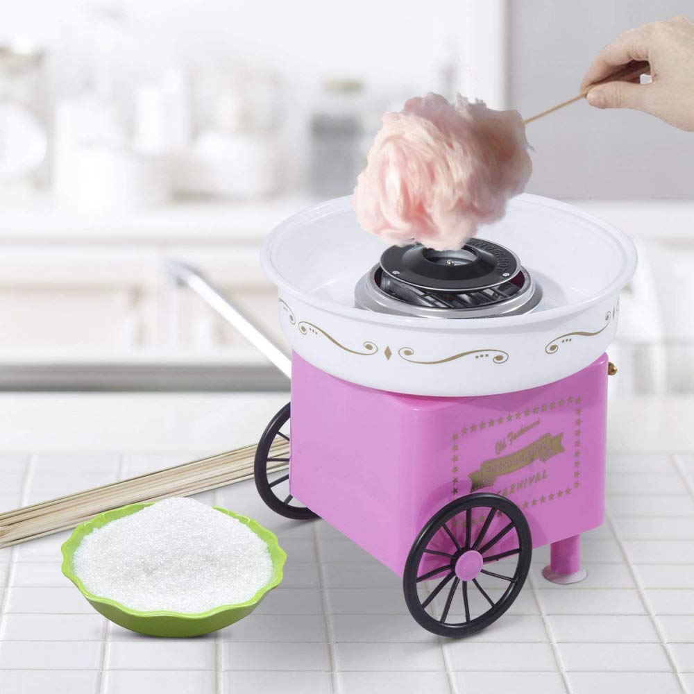 Qiuqiu Electric Cotton Candy Maker Machine - DIY Candy Floss Maker for Home & Kitchen, Sugar Yarn Spinner for Kids & Family - Perfect for Birthday Parties, Carnivals & Home Treats
