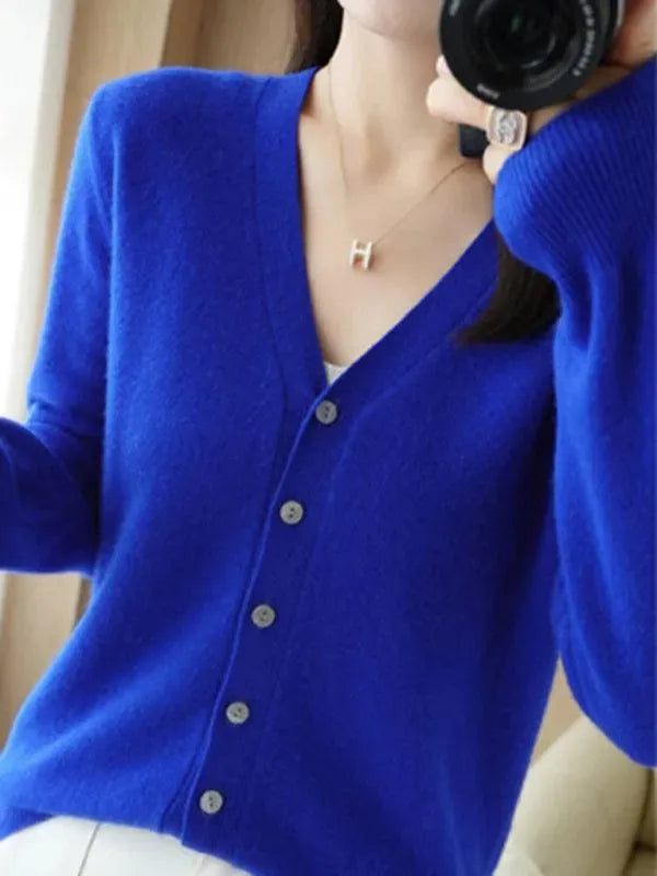 Women's V-Neck Short Cardigan Sweater - Lightweight Knit Open Front Cover-Up for Spring & Fall - Perfect for Office, Casual Outfits, and Layering