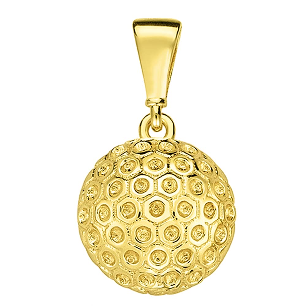 14K Yellow Gold Golf Ball Charm Pendant - Elegant Sports Jewelry for Necklace, Gift for Golf Lovers & Players - Perfect for Games, Tournaments & Casual Wear