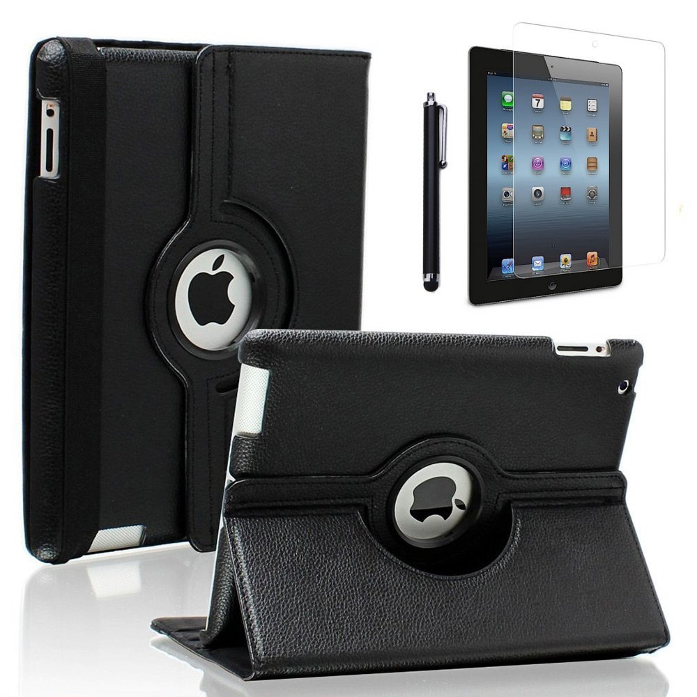Viero 360° Rotating iPad 9.7 Case (6th/5th Gen) & iPad Air Case - Multi-Angle Stand with Auto Sleep/Wake | Protective Hard Back Cover (Black) - Perfect for Work, Study & Entertainment