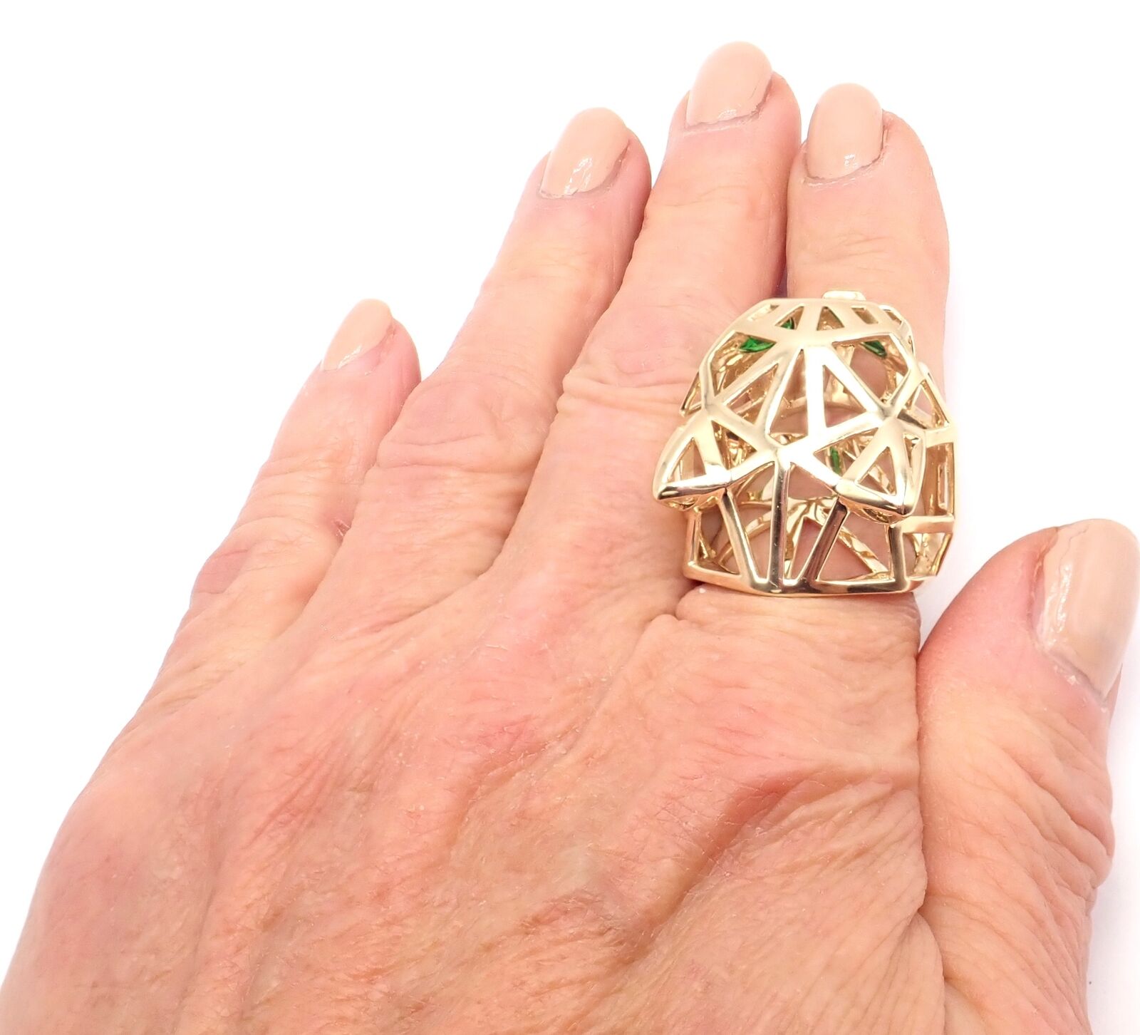 Authentic Cartier Panthere 18k Yellow Gold Tsavorite Onyx Ring - Luxury Jewelry for Women, Perfect for Weddings, Parties & Special Occasions