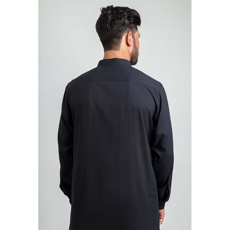 Elegant Black Shalwar Kameez with Maroon Brocade Embroidery - Traditional Pakistani Outfit for Weddings, Festivals & Special Occasions