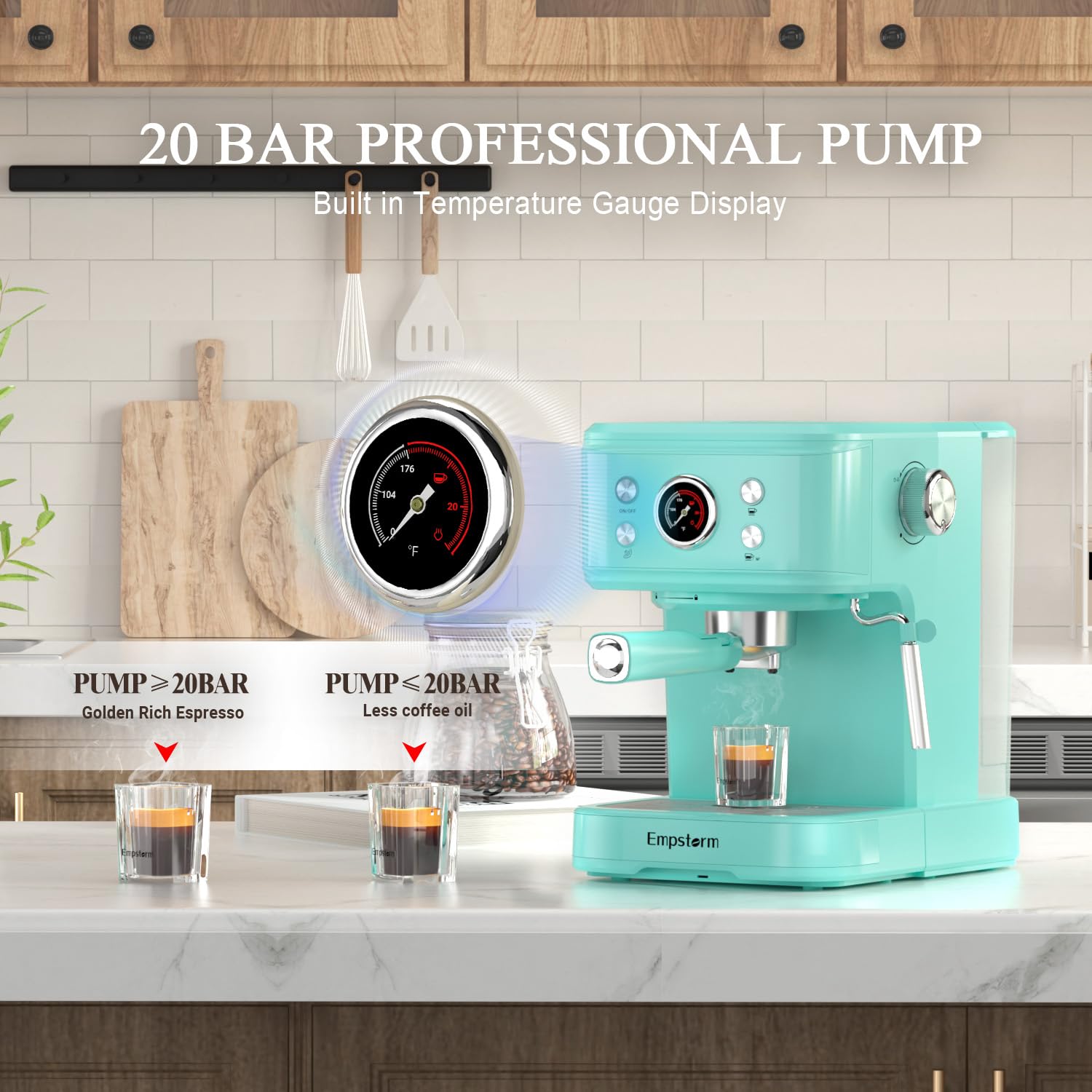 20 Bar Espresso Coffee Machine with Milk Frother Steam Wand - 2 in 1 Latte & Cappuccino Maker, Compatible with Original NS Capsules (Blue) - Perfect for Home Baristas & Coffee Lovers