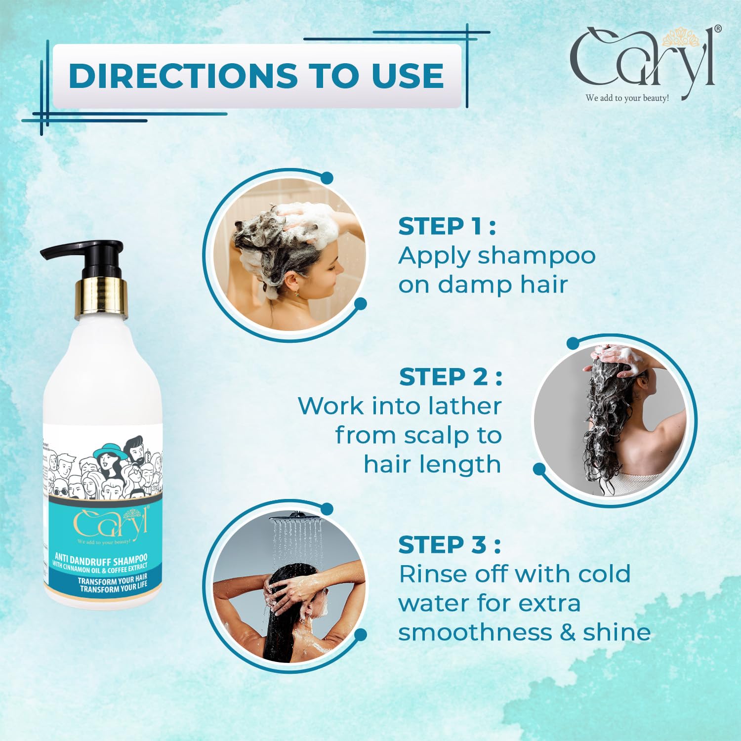 Anti Dandruff Shampoo with Cinnamon Oil & Coffee Extract - Clears Dandruff, Soothes Scalp Irritation for Men & Women - 300ml | Perfect for Daily Hair Care & Scalp Treatment