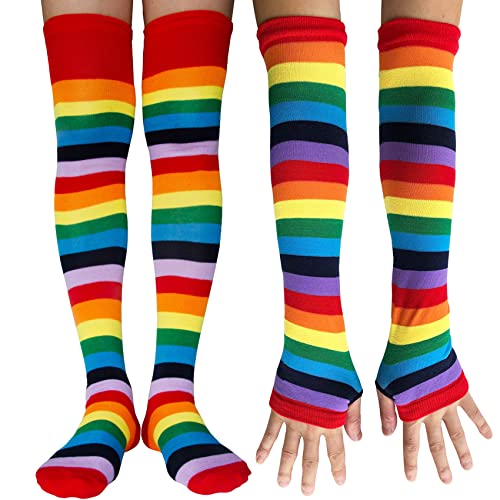 Z1 - Rainbow and Multi Color Long Socks + Gloves
