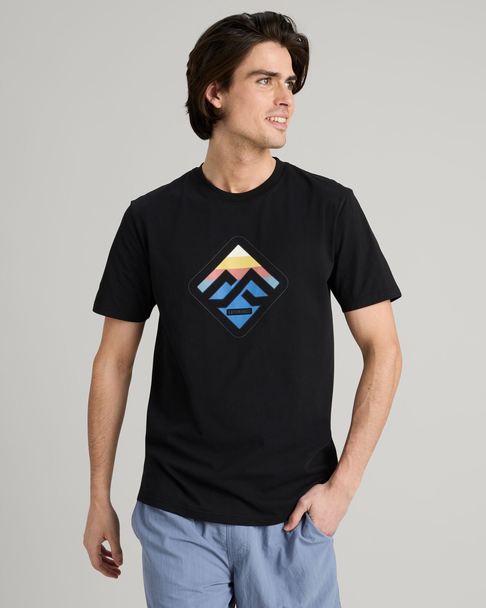 Men's Horizon Print Organic Cotton T-Shirt - Black | Eco-Friendly Casual Wear for Everyday Comfort