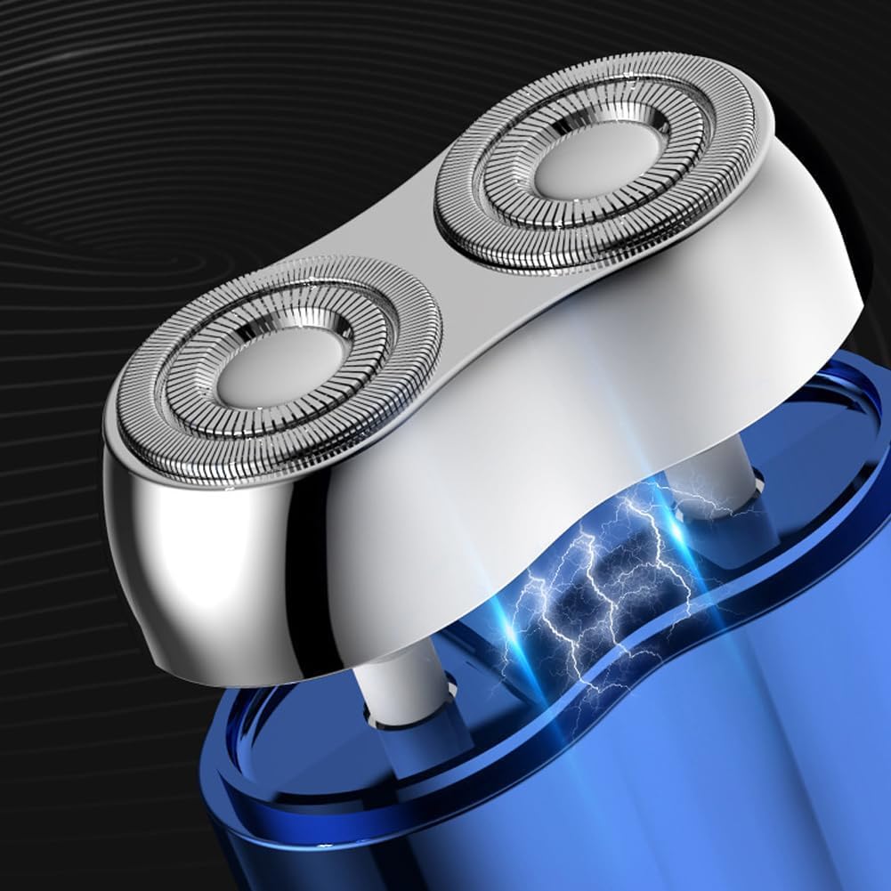 Voalsz Electric Razor for Men - Mini Dual Head Shaver with Blue & Silver Design - Portable Travel & Home Use - Perfect for Quick Grooming & Daily Shaving - Ideal for Business Trips, Gym Bags & Home Bathroom - Great for Busy Professionals, Travelers & Home Use - Best for On-the-Go Grooming, Business Meetings & Travel Essentials