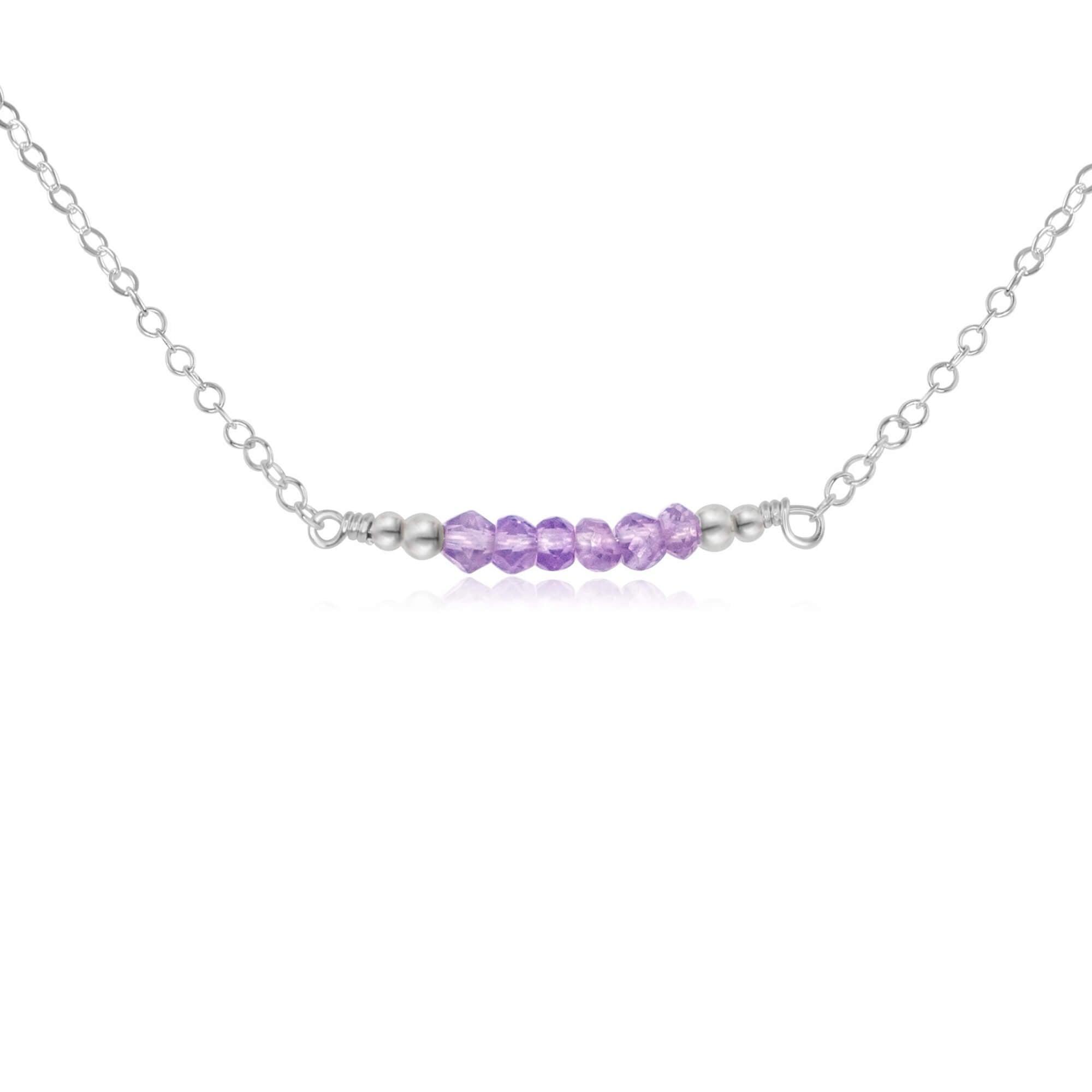 Sparkling Lavender Amethyst Faceted Bead Bar Necklace for Women - Elegant Healing Crystal Jewelry Gift for Birthday, Anniversary & Special Occasions - Perfect for Meditation, Yoga & Spiritual Healing