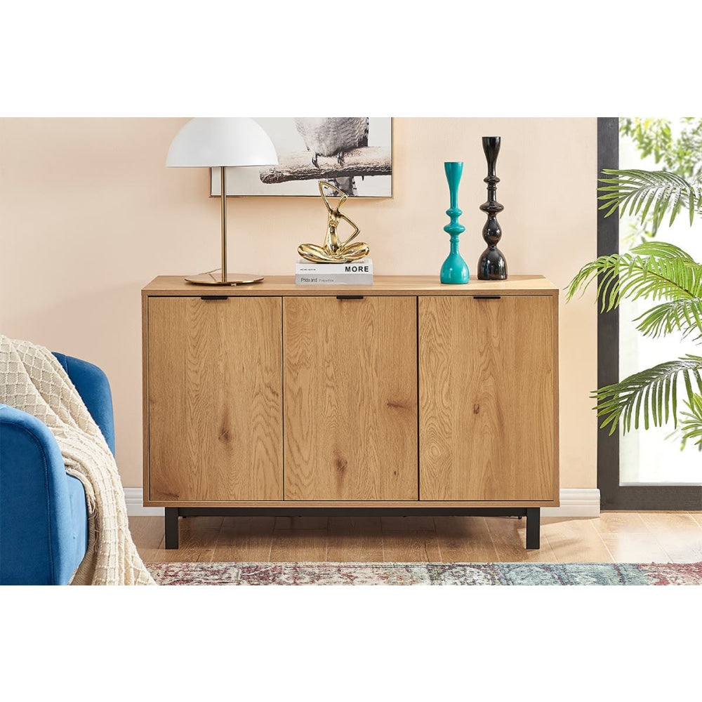 Bicca Buffet Unit Sideboard Storage Cabinet - Natural Wood Kitchen & Dining Room Organizer for Home Decor
