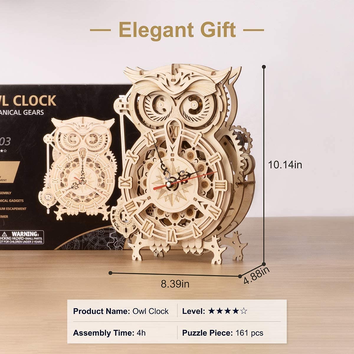 ROKR 3D Wooden Puzzles for Adults - Owl Clock & Film Projector Bundle, DIY Craft Kit, Unique Gift for Men Women, Home Office Decor | Perfect for Stress Relief, STEM Learning & Family Bonding Activities