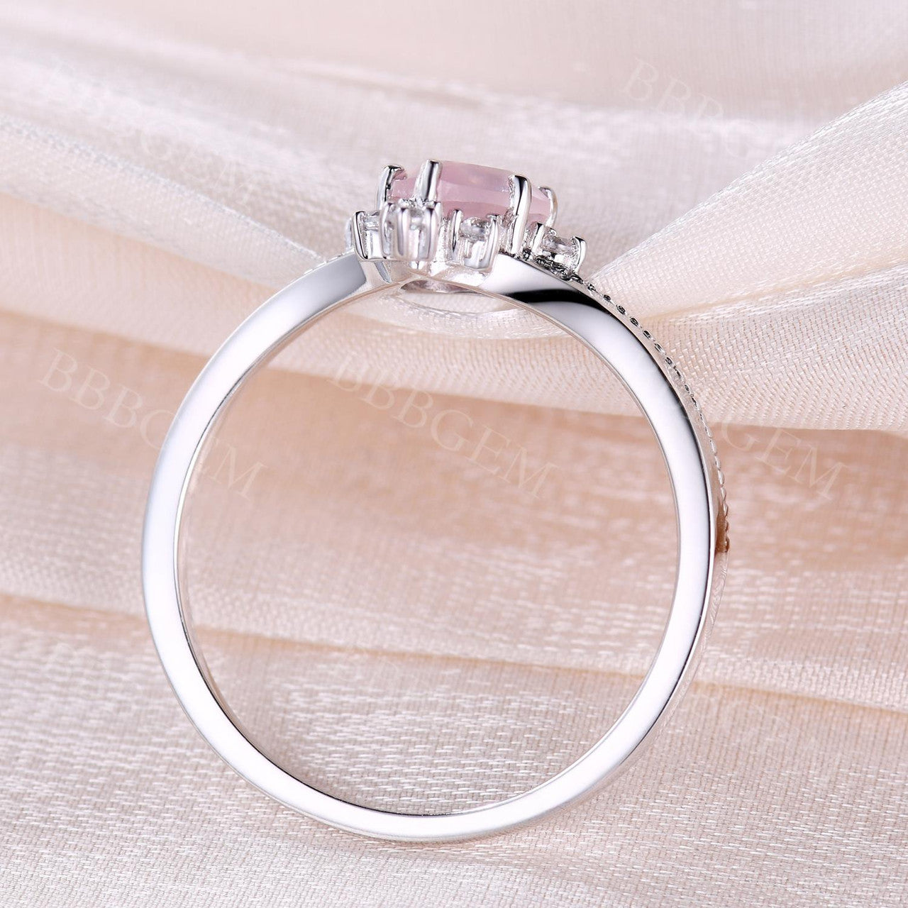 0.8CT Pear Cut Rose Quartz Engagement Ring - 14K Rose Gold Milgrain Band, Vintage Style for Women | Perfect for Proposals, Anniversaries & Romantic Occasions