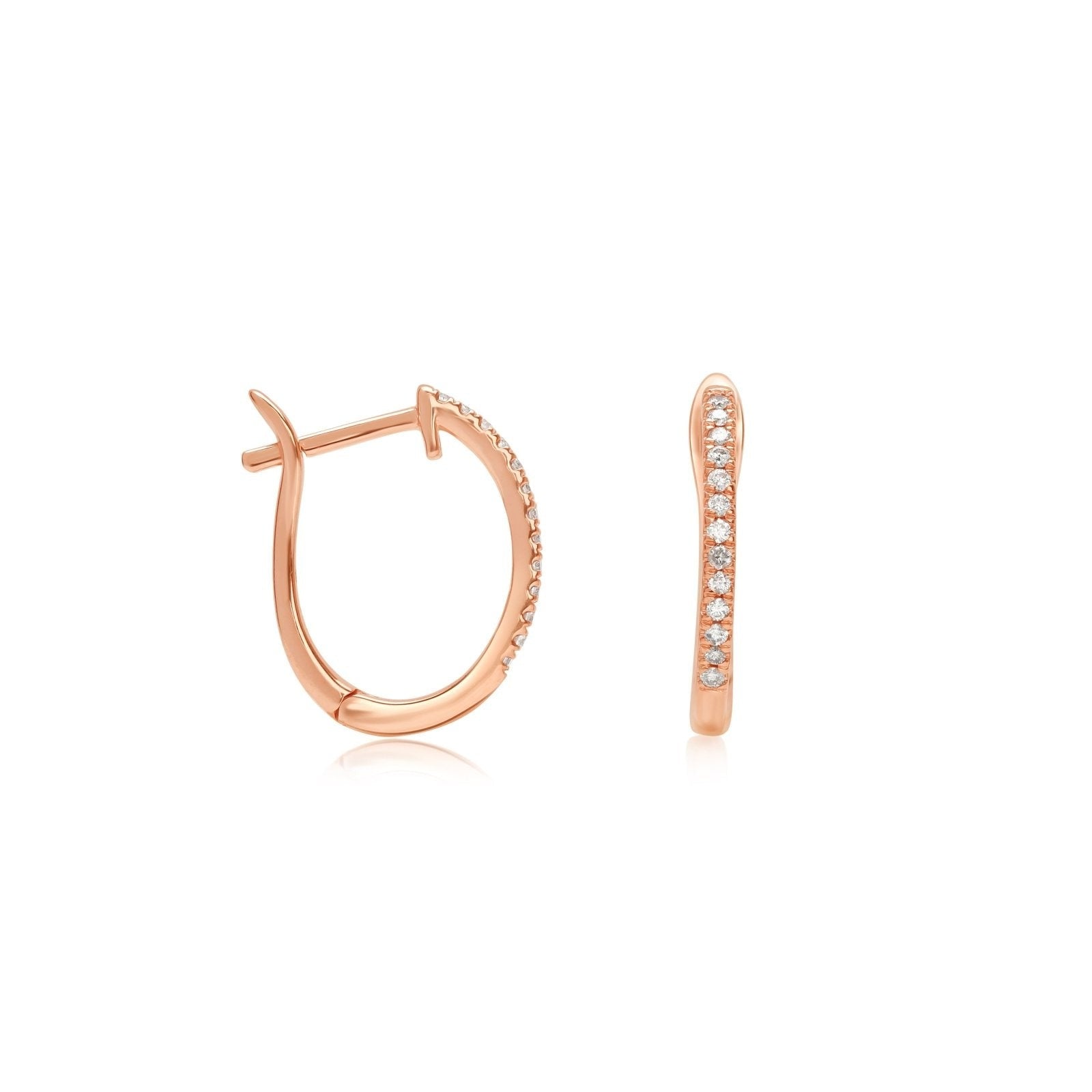 14K Yellow Gold Diamond Hoop Earrings for Women - Dainty Everyday Stud Earrings for Work, Date Night & Special Occasions