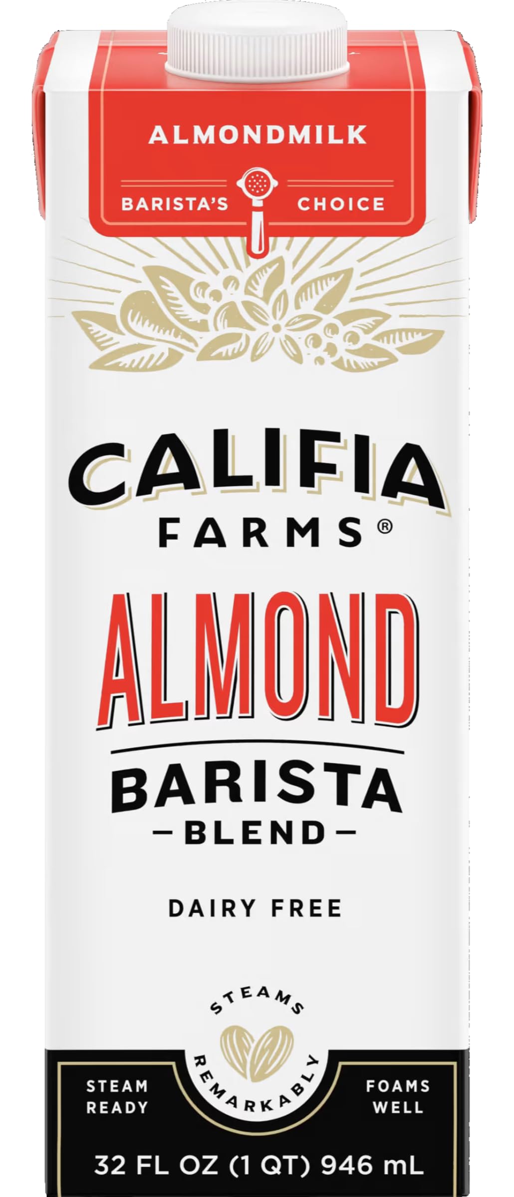 Califia Farms Barista Blend Almond Milk - Original, 32oz (Pack of 2) | Dairy-Free, Vegan Coffee Creamer for Lattes, Smoothies & Baking | Perfect for Baristas & Home Use
