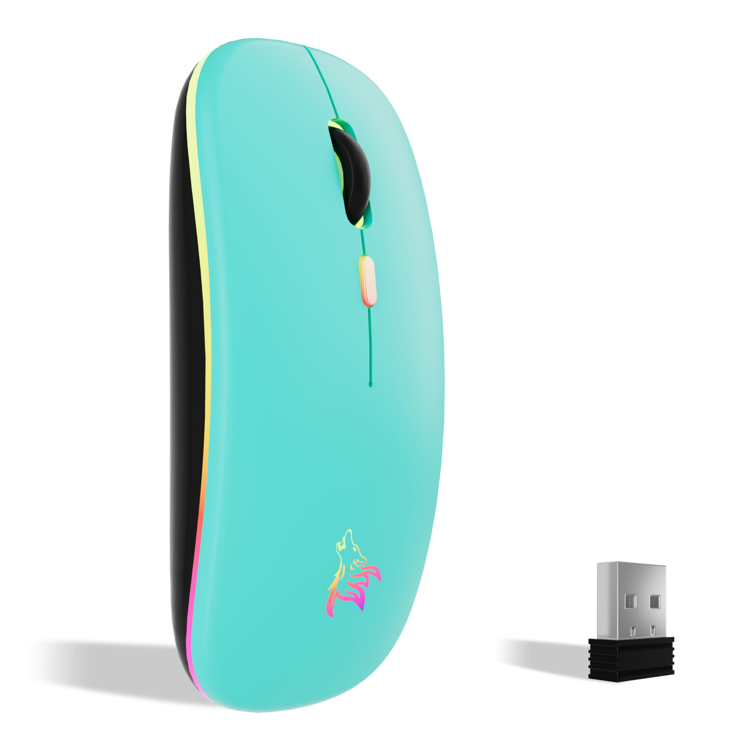 Wireless Rechargeable TQQ Mouse - 7 Color RGB Backlit Gaming Mouse with 2.4GHz USB Mini Receiver, Compatible with Laptop, PC, Computer, Chromebook, Notebook & iPad - Perfect for Gaming, Office Work & Home Use