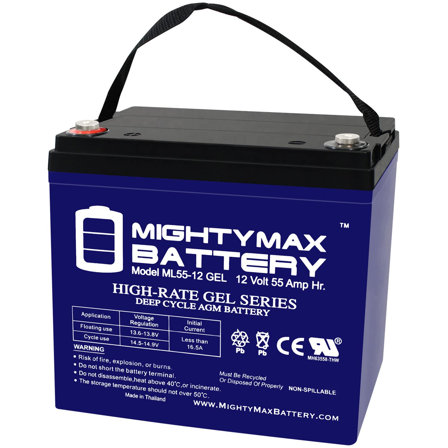 Mighty Max 12V 55AH GEL Deep Cycle Battery - 2 Pack Replacement for VMAX MR86-50 | Perfect for Solar Power Systems, Marine & RV Applications
