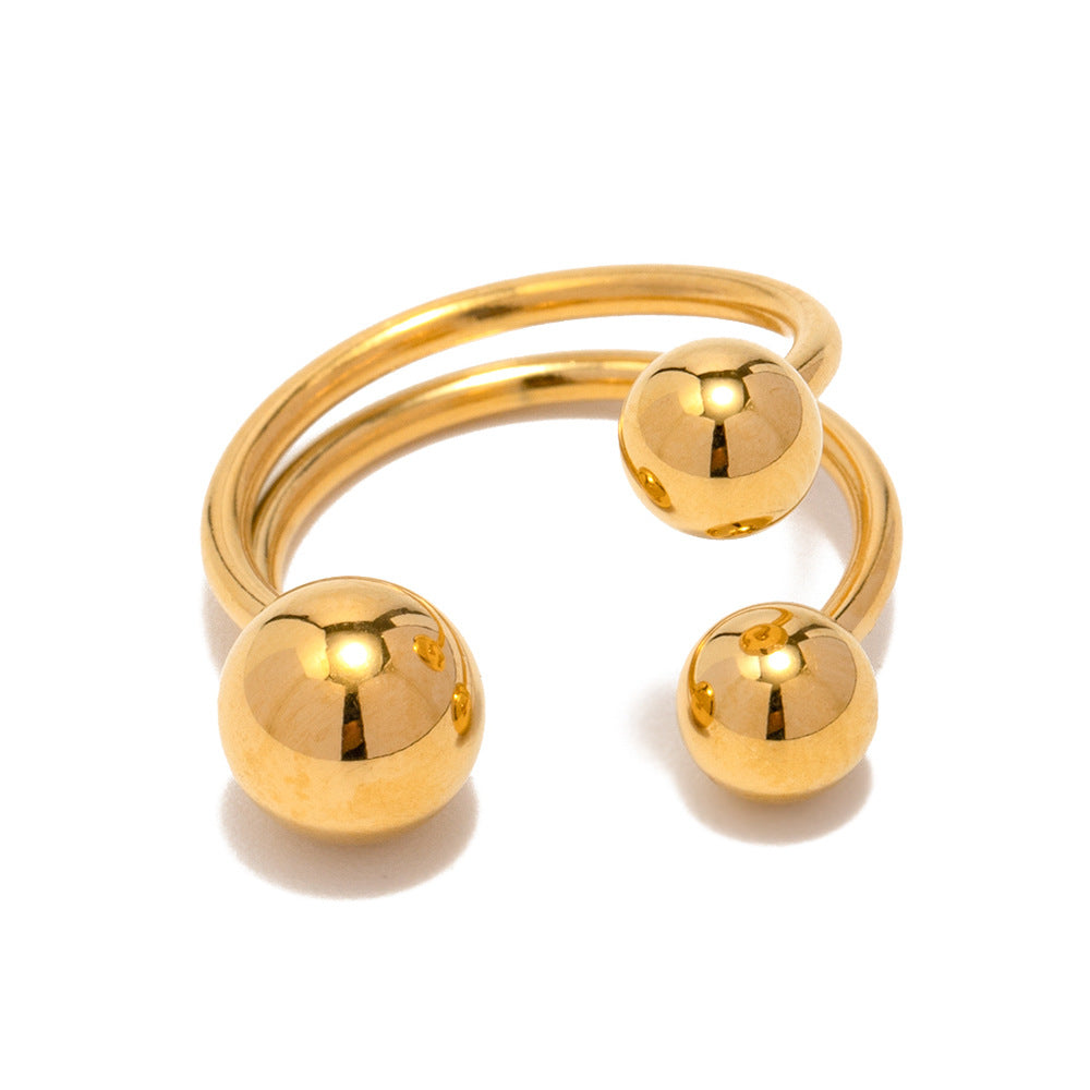 18K Gold Unique Bypass Ball Boom Rings for Women | Elegant Stackable Statement Jewelry | Perfect for Weddings, Parties & Everyday Wear (JDR003)
