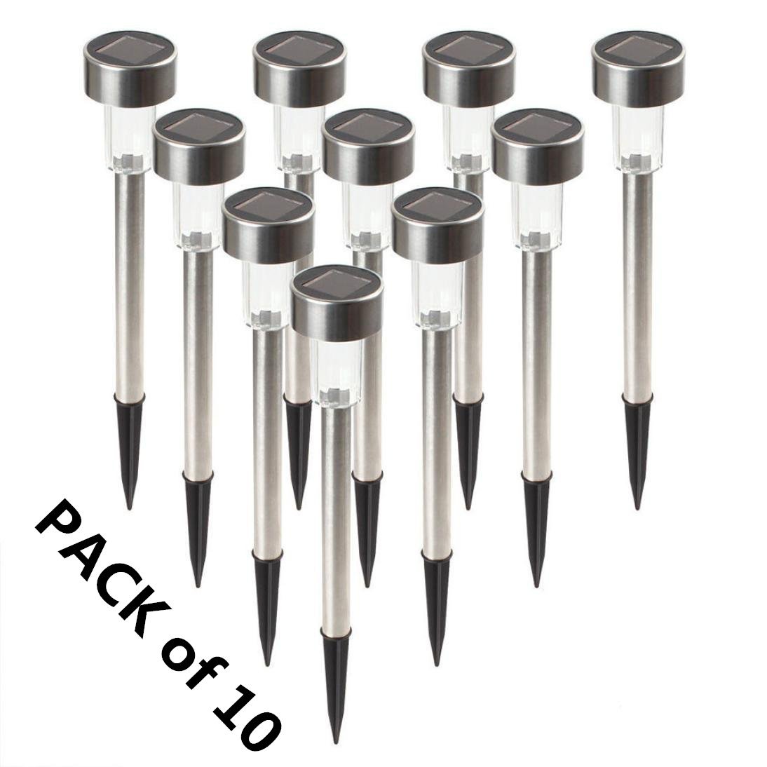 Solar Powered Outdoor String Lights - 7 Color Changing LED Landscape Lights for Garden, Pathway, Lawn (Pack of 10) | Weatherproof Stainless Steel Solar Lights for Patio, Backyard & Outdoor Decor