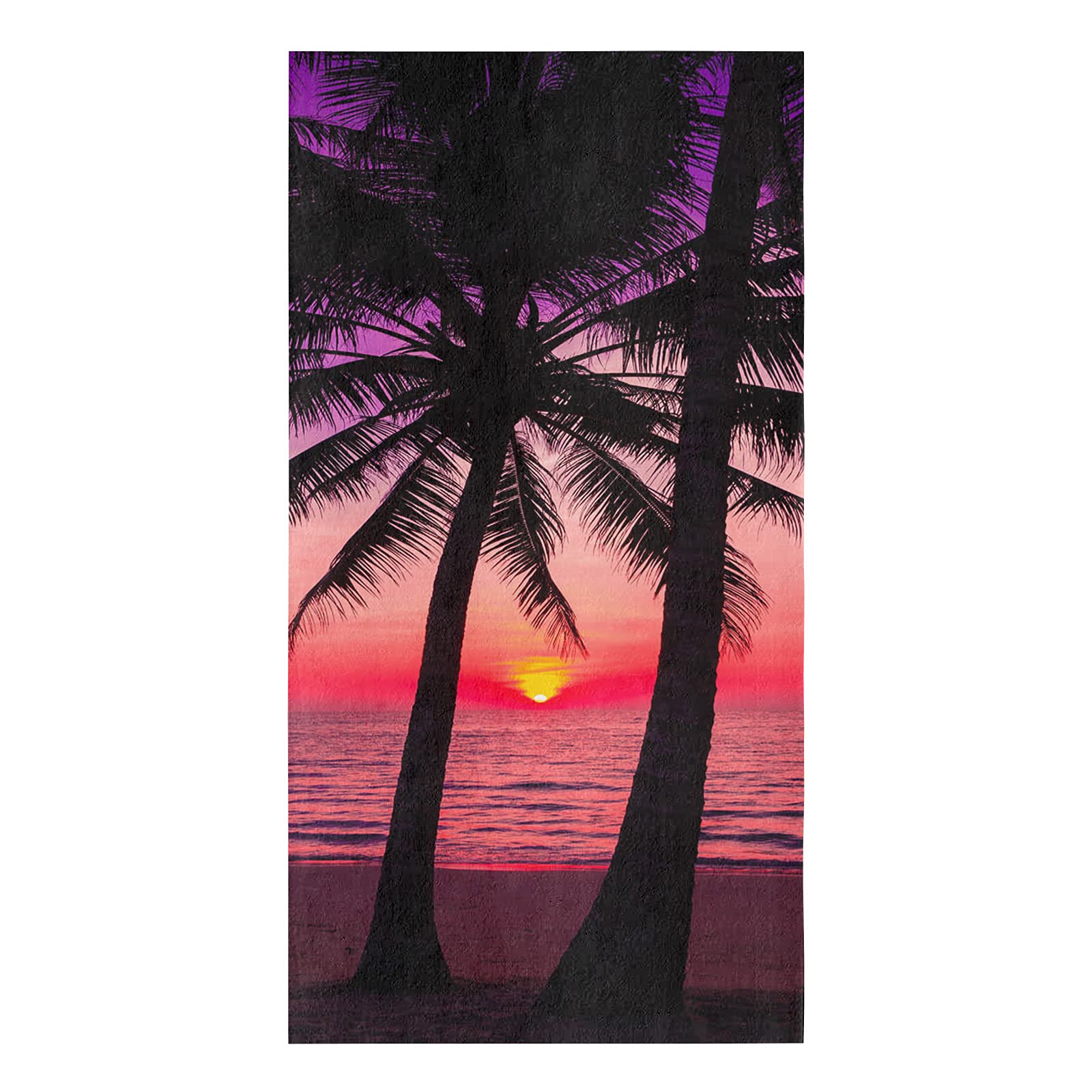 Super Absorbent Microfiber Kitchen Dish Towels 1 Pack - Soft Coastal Beach Themed Dishcloths with Tropical Palm Tree & Sunset Design | Perfect for Kitchen, Bathroom, Bar Cleaning & Decoration | Ideal as Hand Towels, Tea Towels, and Home Decor Accessories