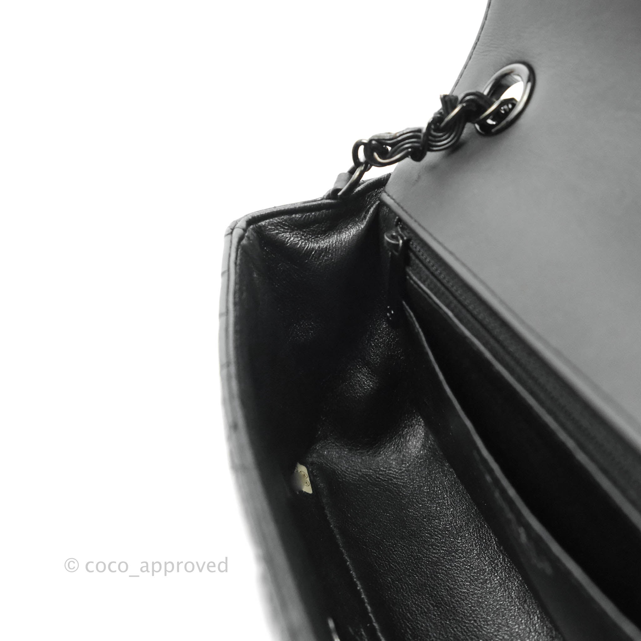 Chanel Chevron Mini Rectangular Flap Bag in Black Crumpled Patent Leather with So Black Hardware - Perfect for Evening Events & Luxury Fashion Accessories