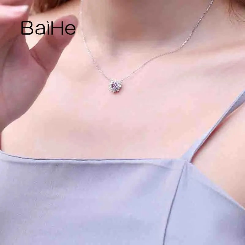 18K Solid Gold Diamond/Emerald/Sapphire/Ruby Pendant Necklace for Women - Elegant Clavicle Chain in White/Yellow/Rose Gold - Perfect for Weddings, Anniversaries & Special Occasions