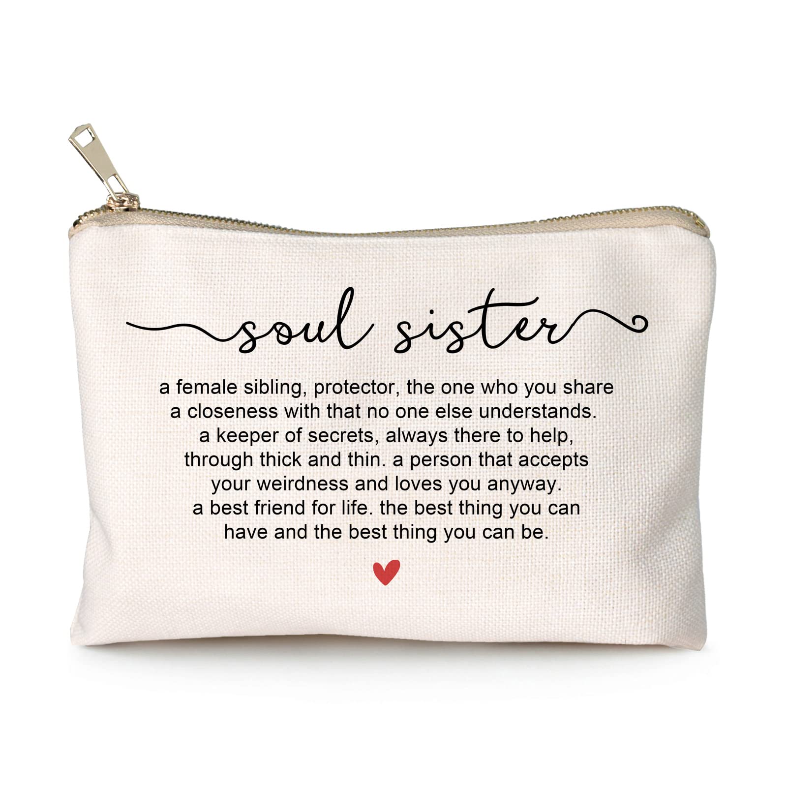 Soul Sister Cosmetic Bag - Best Friend Birthday Gift for Travel & Makeup