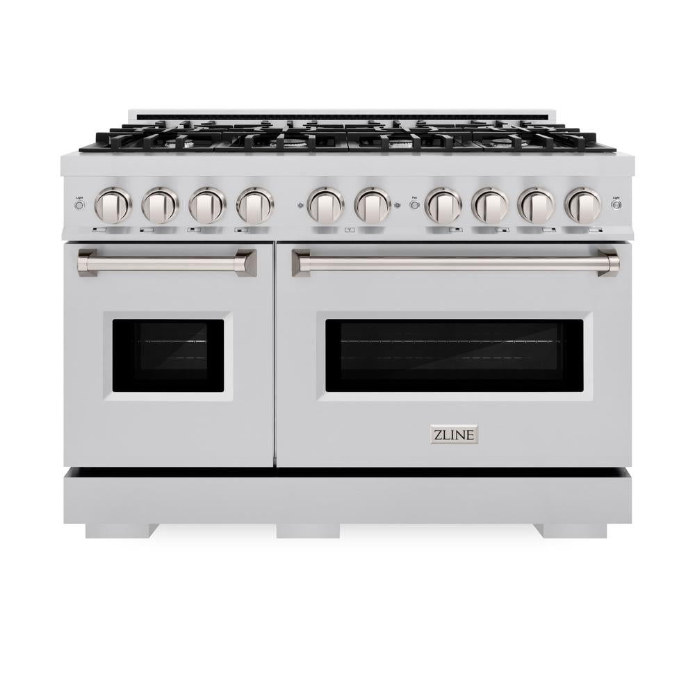 ZLINE 48 Inch 6.7 Cu Ft Stainless Steel Dual Fuel Range - 8 Burner Gas Cooktop & Classic Double Oven (CDR48) | Perfect for Large Kitchens, Holiday Cooking & Professional Chefs