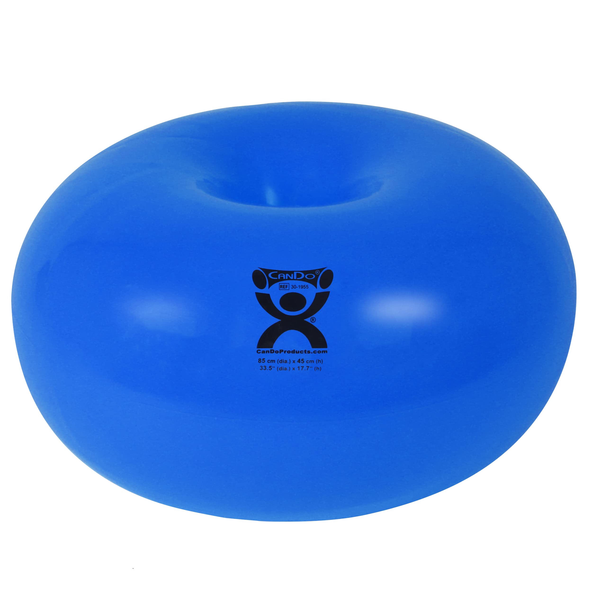 CANDO - 30-1955 Donut Exercise Ball for Core Training, Yoga, Pilates & Stability Workouts - 85cm x 45cm Blue Swiss Balance Ball for Gym, Office, Classroom & Home Fitness