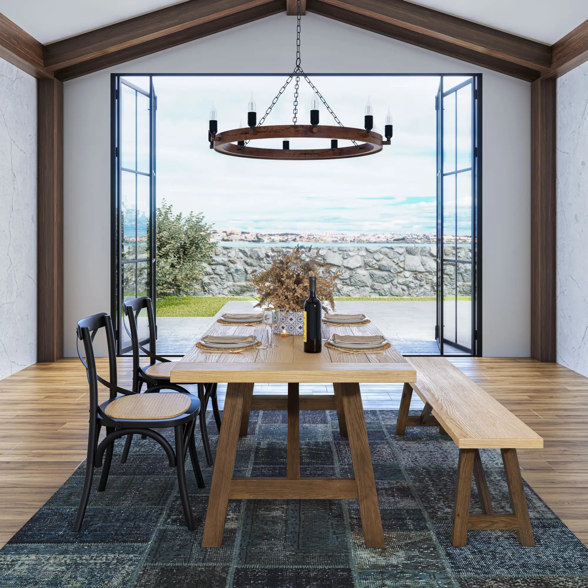 Customizable Cascais 72-Inch Modern Dining Table - Extendable Wooden Table for 8-10 People - Perfect for Family Gatherings & Dinner Parties