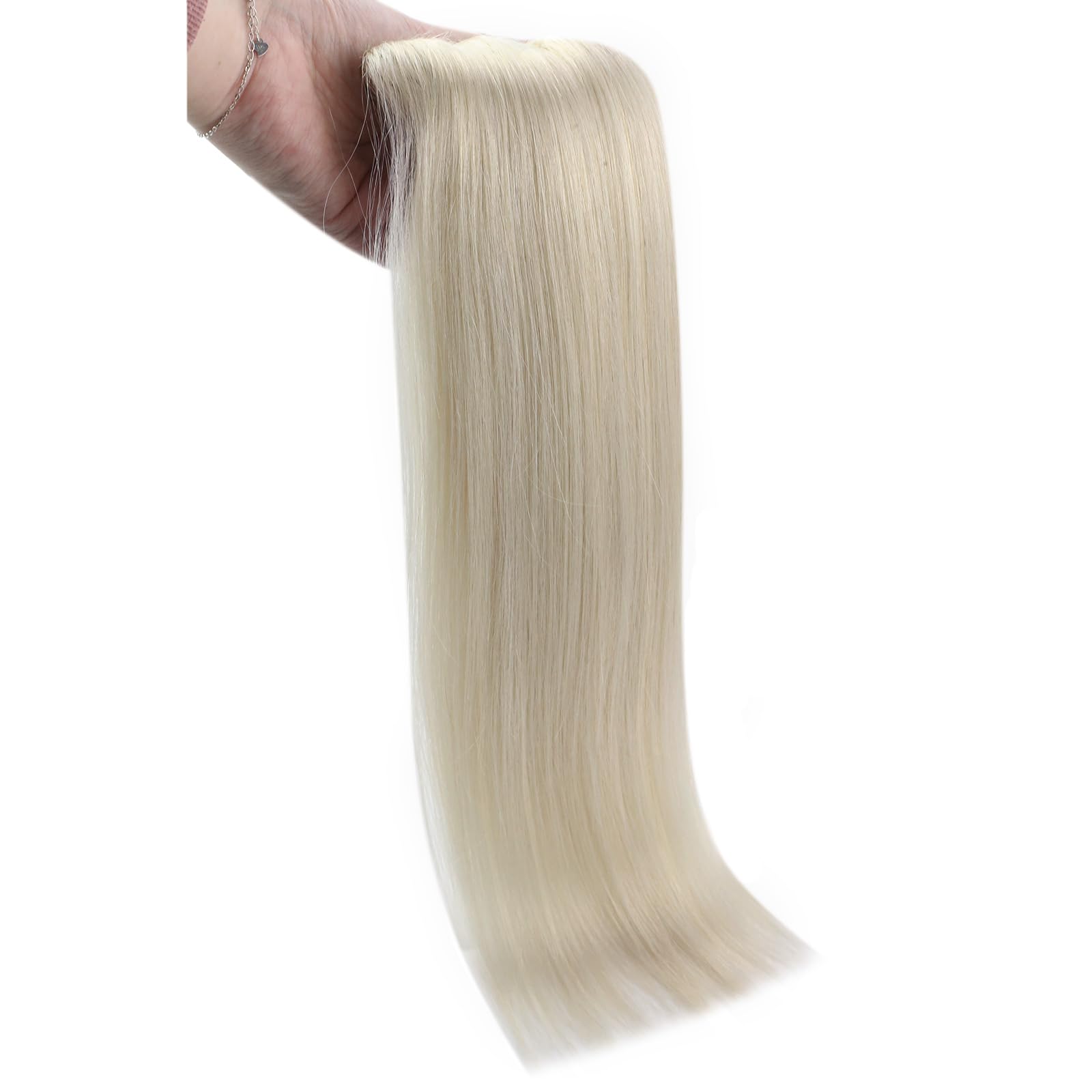 Ve Sunny Platinum Blonde Clip-in Human Hair Extensions - 5pcs 70g 12inch Short Hair Extensions for Volume & Length - Perfect for Parties, Weddings & Everyday Styling