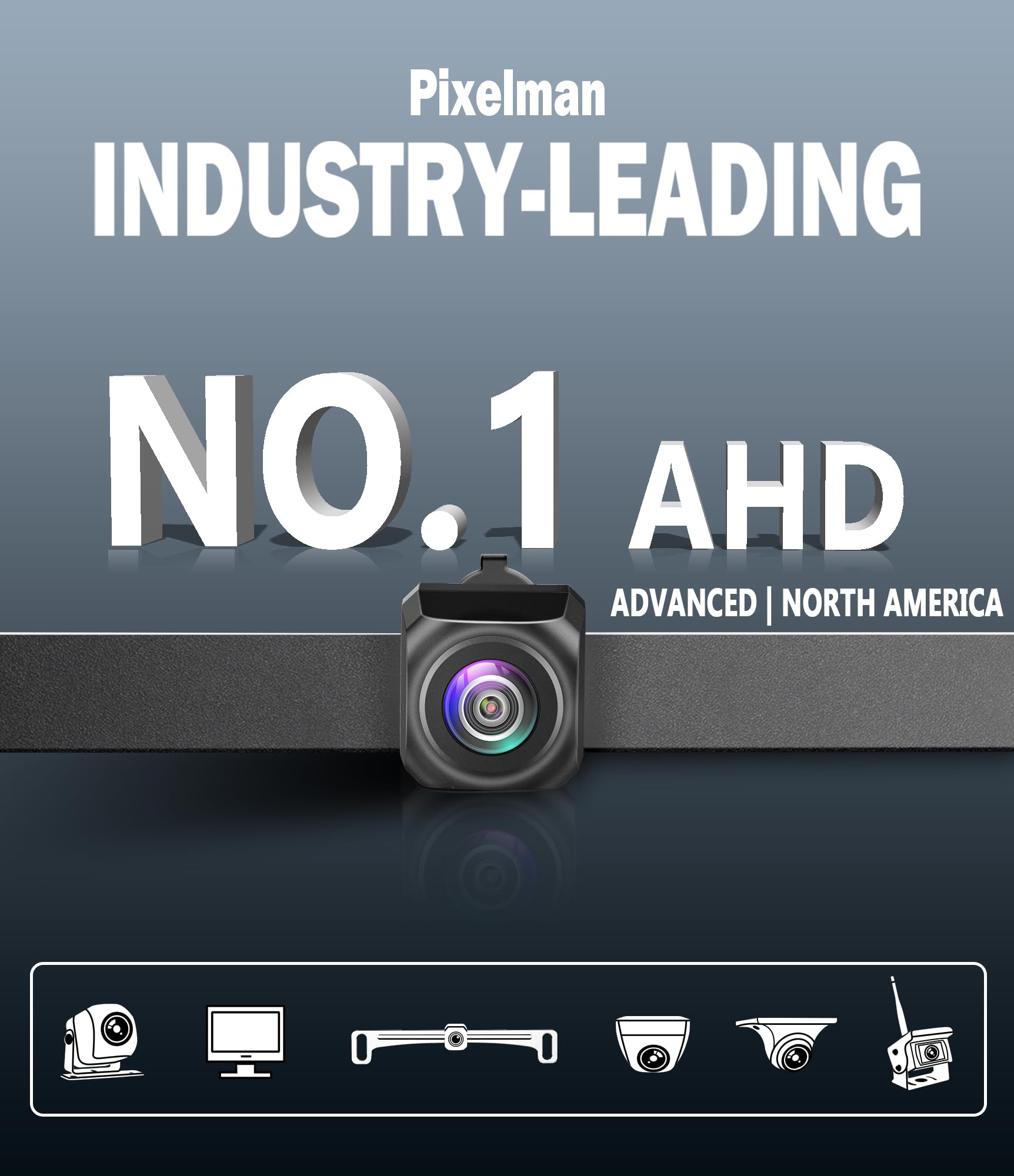 Pixelman 2024 AHD Backup Camera for Car - Universal IP69 Waterproof 145° Wide Angle Rear View Camera with Stainless Steel Bracket - Perfect for Cars, SUVs, RVs & Trucks - Enhance Parking Safety in Tight Spaces & Low Visibility Conditions