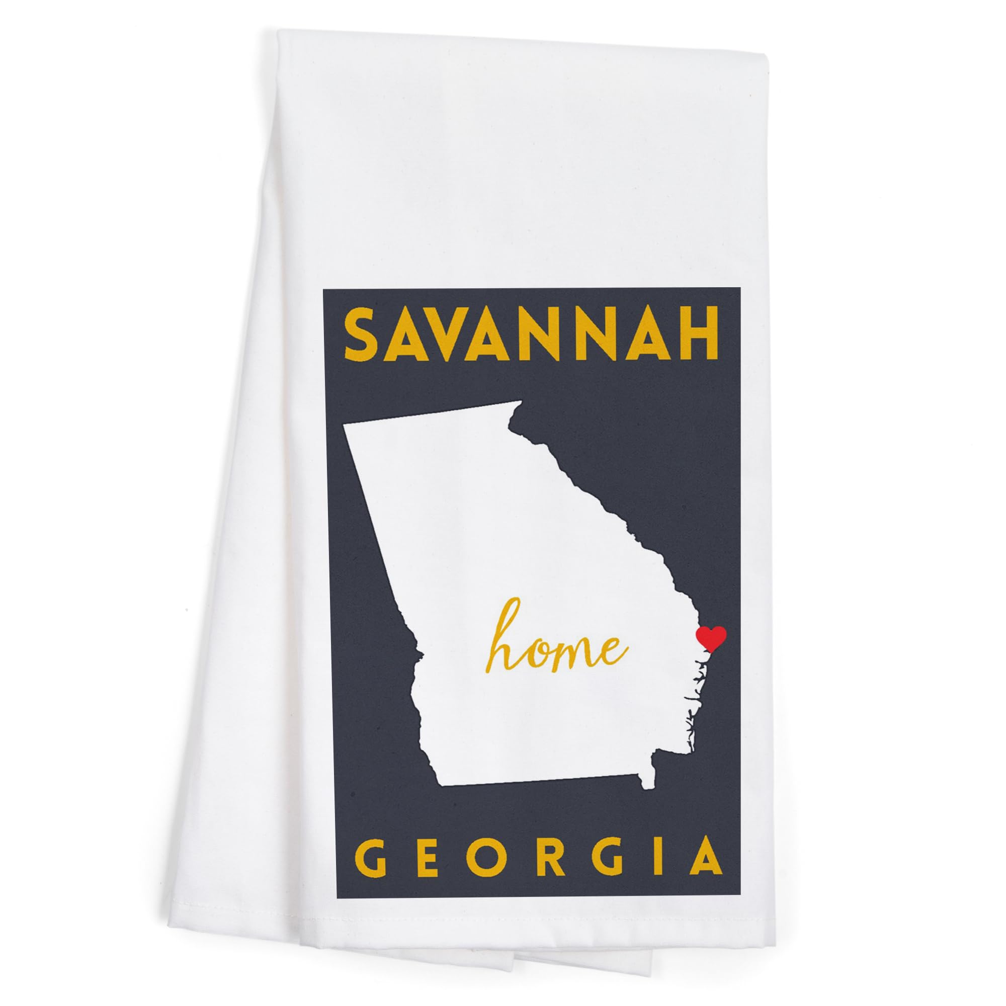Lantern Press Savannah Georgia Home State White on Gray 100% Cotton Tea Towel - Decorative Hand Towel for Kitchen, Bathroom & Home Decor - Perfect for Gifts, Housewarming & Southern Style Decor