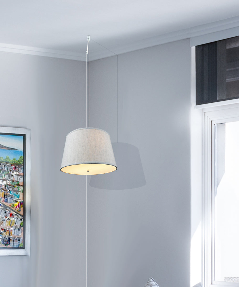10W 2-Light Plug-In Pendant Light with Diffuser - Textured Oatmeal Finish & White Cord - Perfect for Kitchen Island, Dining Room, or Bedroom Lighting
