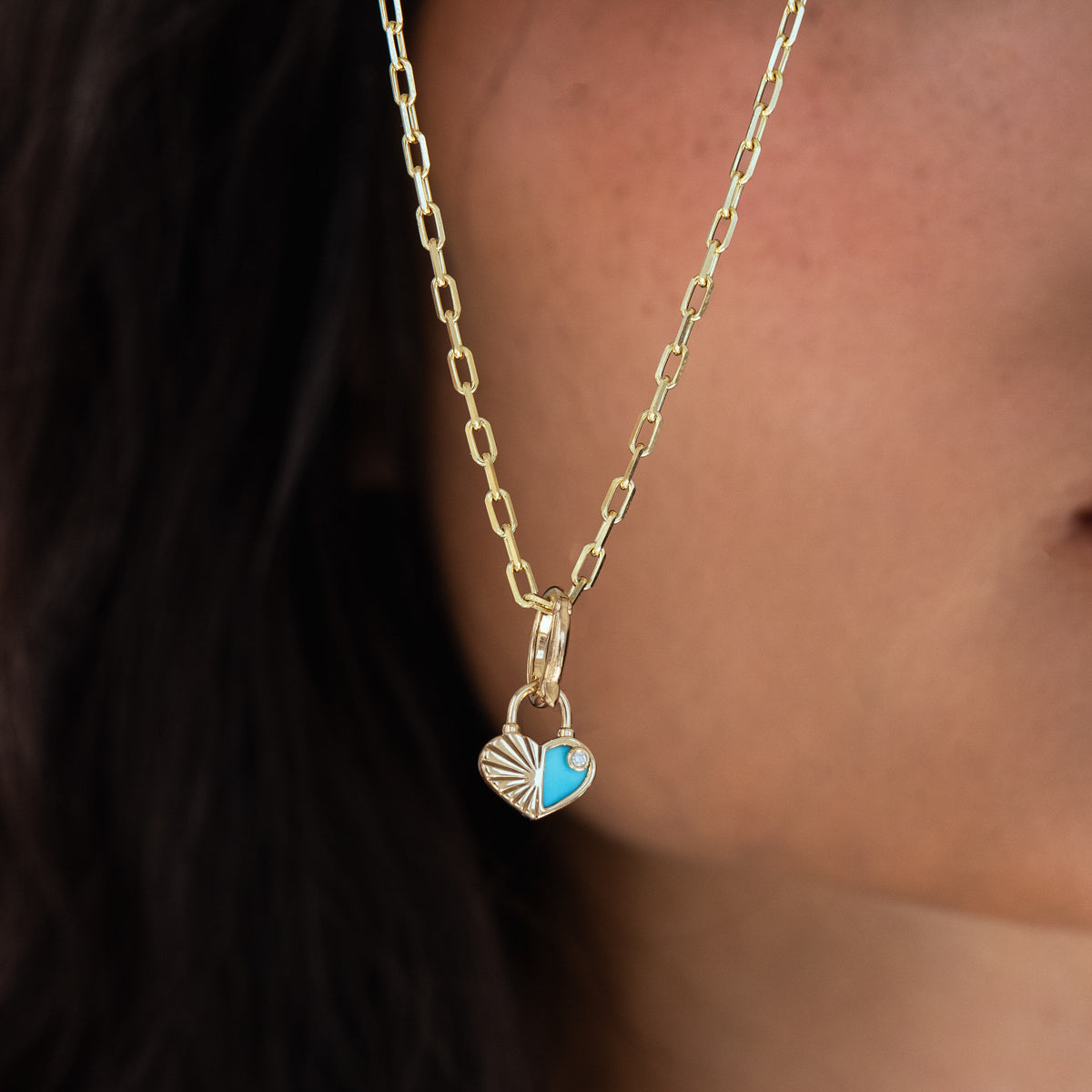 Half Turquoise Heart Charm Pendant - Elegant Jewelry for Necklaces & Bracelets - Perfect for Gifts, Weddings & Everyday Wear