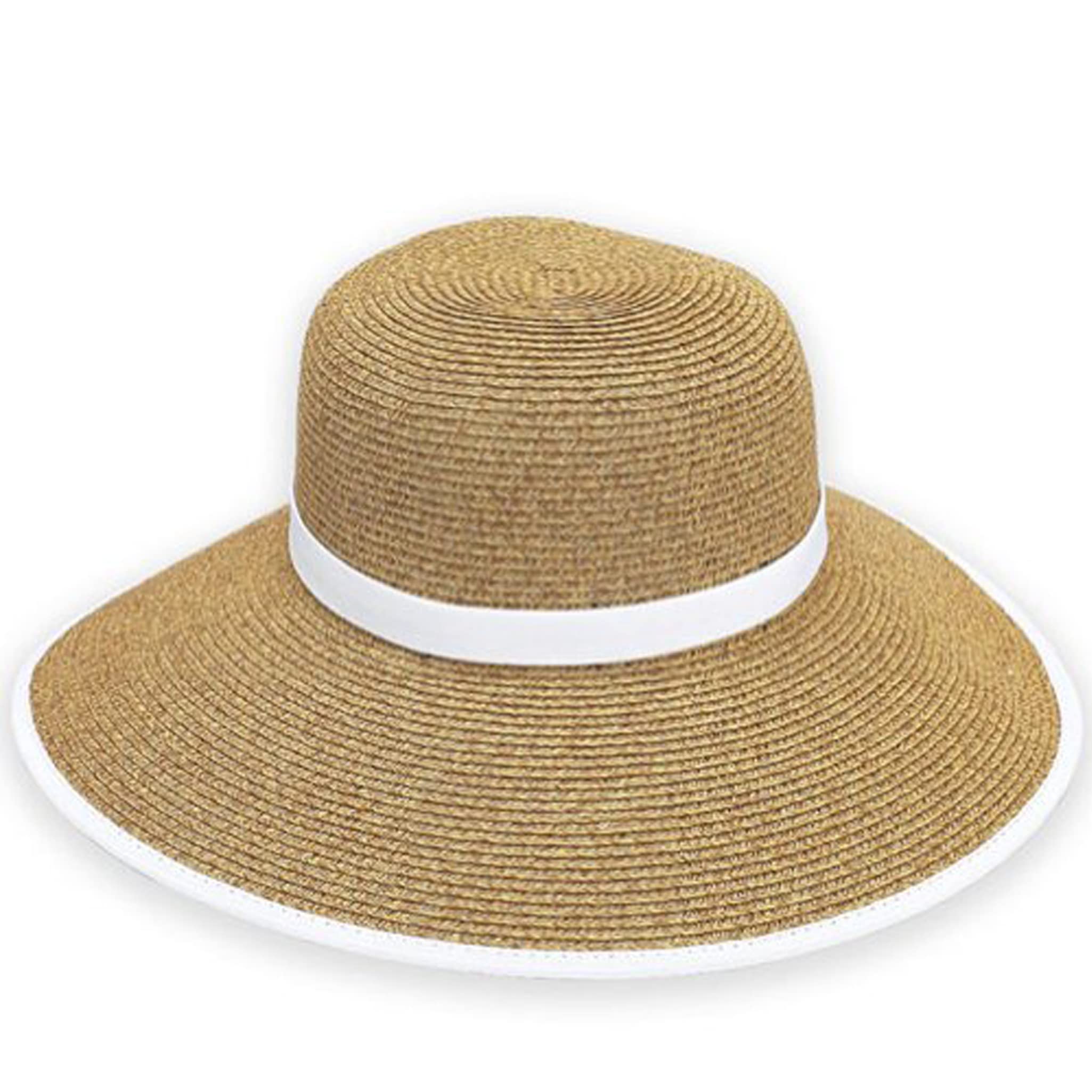 Sun 'N' Sand French Laundry Straw Sun Hats for Women - Wide Brim UPF 50+ Foldable Beach Hat - Backless & Packable Summer Hat - Perfect for Beach Vacations, Pool Parties & Outdoor Adventures