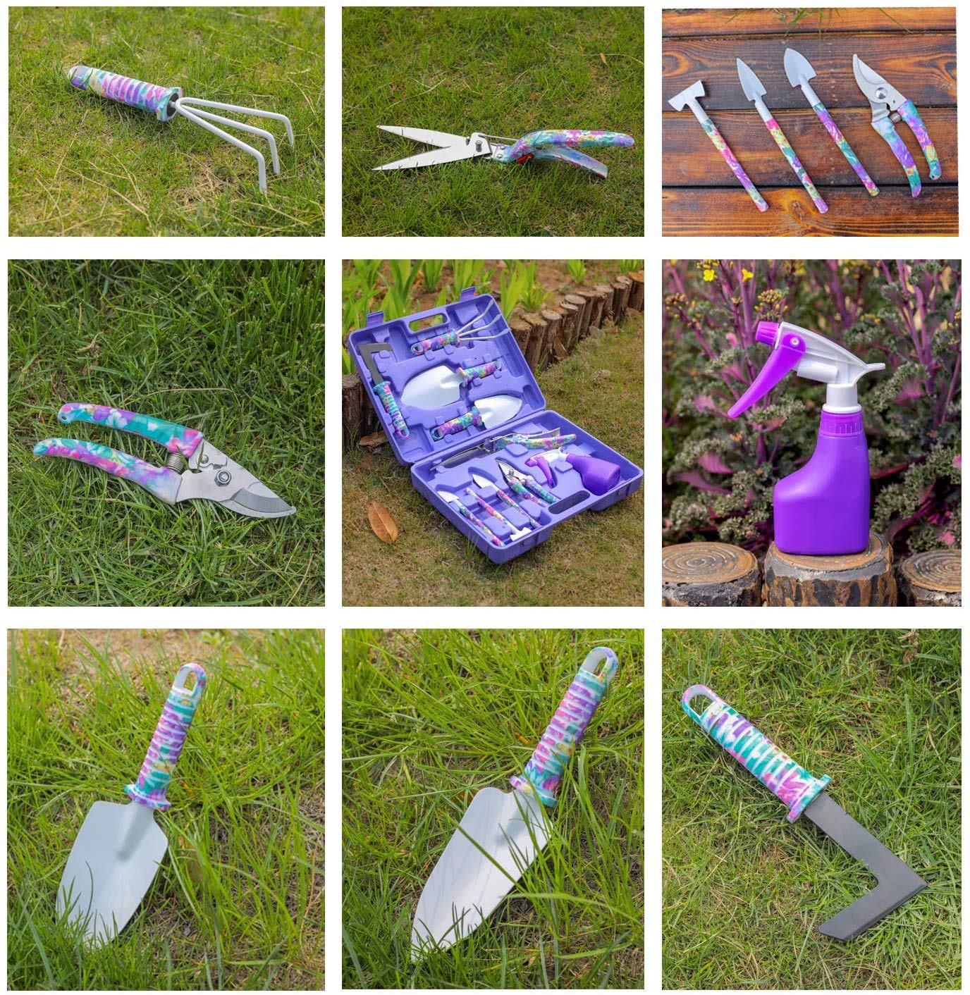 Premium Gardening Tools Set for Women - 10-Piece Purple Hand Tools with Carrying Case - Ideal for Home Gardening, Flower Pots, Trimming & Planting - Perfect Unique Gift for Garden Lovers (Outdoor/Indoor Use)