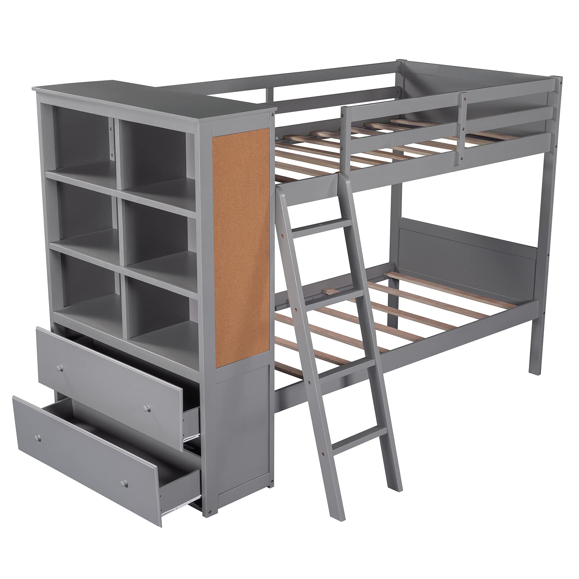 Kids Twin Over Twin Bunk Bed with Guardrails & Ladder - Space-Saving for Small Rooms