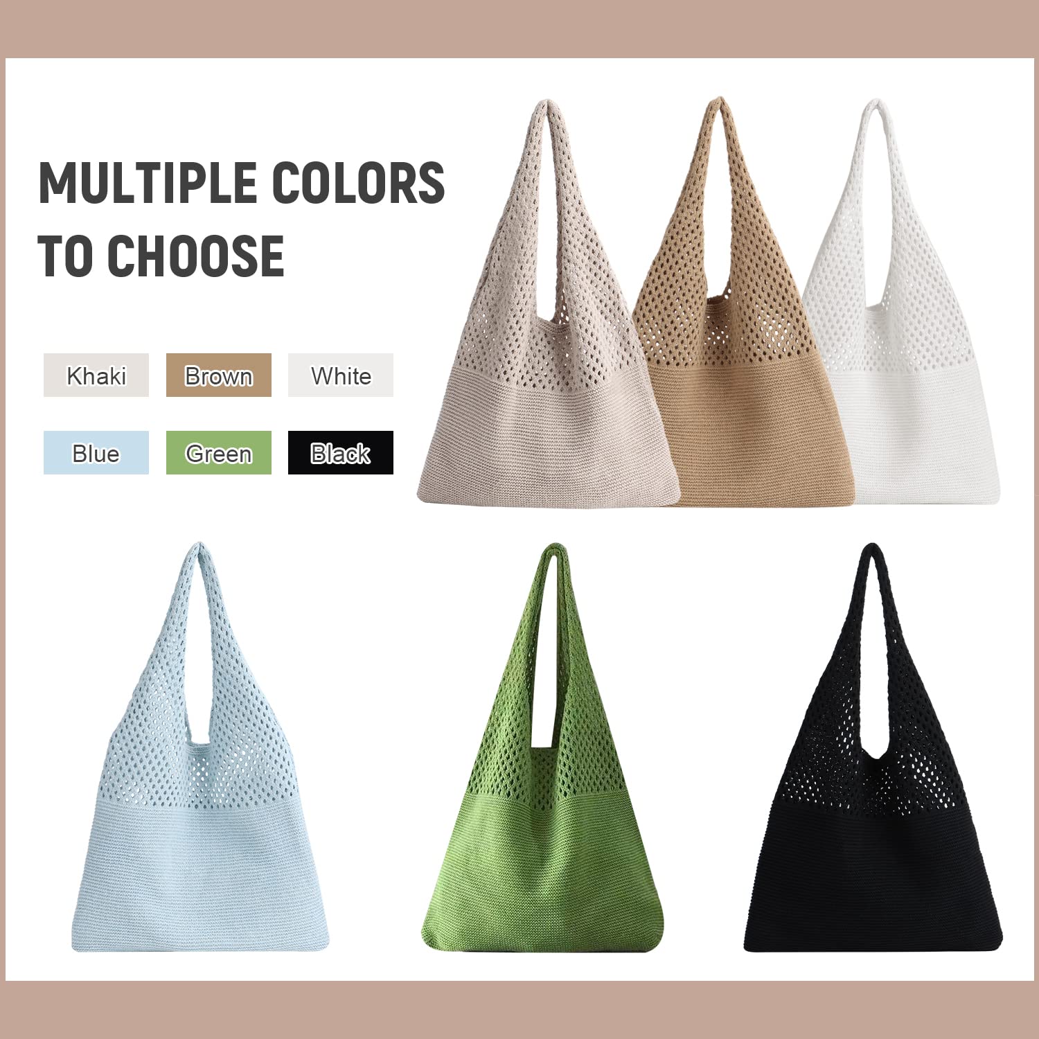 Crochet Mesh Tote Bag for Women - Retro Summer Hobo Shoulder Bag with Flower Knit Design, Casual Beach Purse for Shopping, Travel & Outdoor Activities