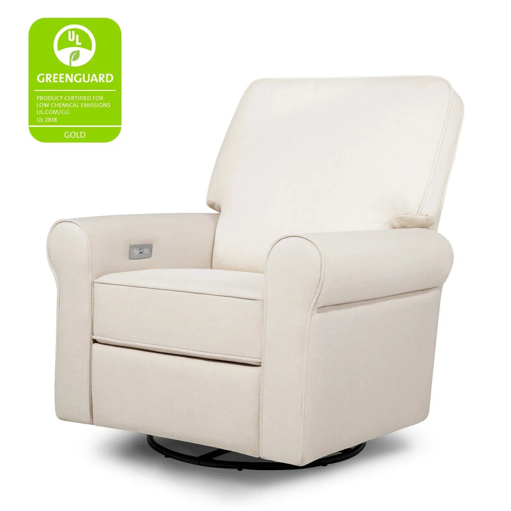 Monogram by Namesake Monroe Pillowback Power Recliner - Natural Eco Twill Performance Fabric Reclining Chair for Living Room, Home Theater & Relaxation