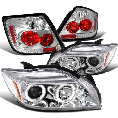 Spec-D Tuning Chrome Halo Projector Headlights with 6-LED Bumper Fog Lamps - Compatible with Tc (Left & Right Pair) | Headlamp Assembly Upgrade for Enhanced Night Visibility & Style