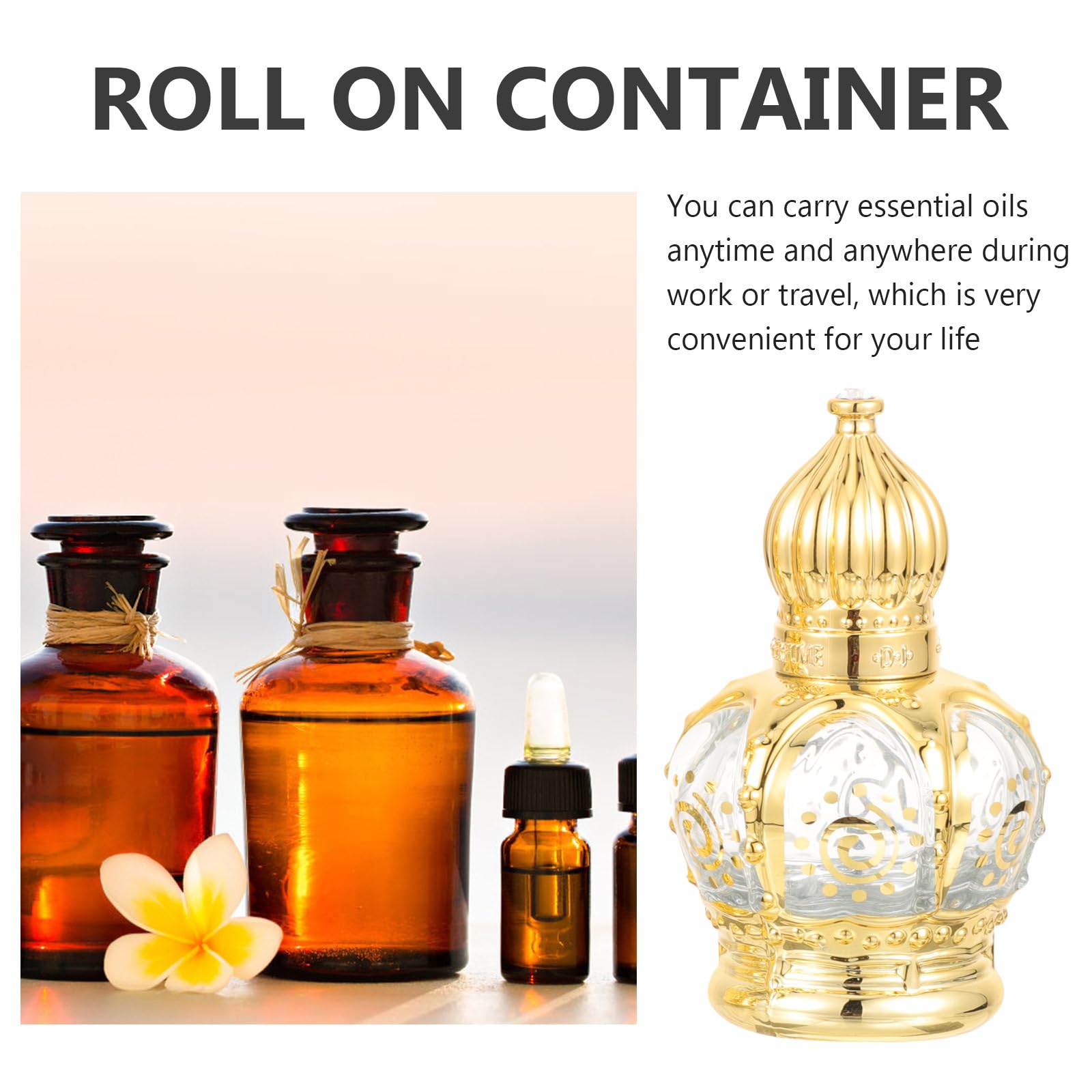 Homoyoyo 2-Pack 10ml Empty Glass Essential Oil Bottles with Crown Cap - Travel-Sized Perfume & Aromatherapy Containers for DIY Blends, Gifts, and Decorative Storage