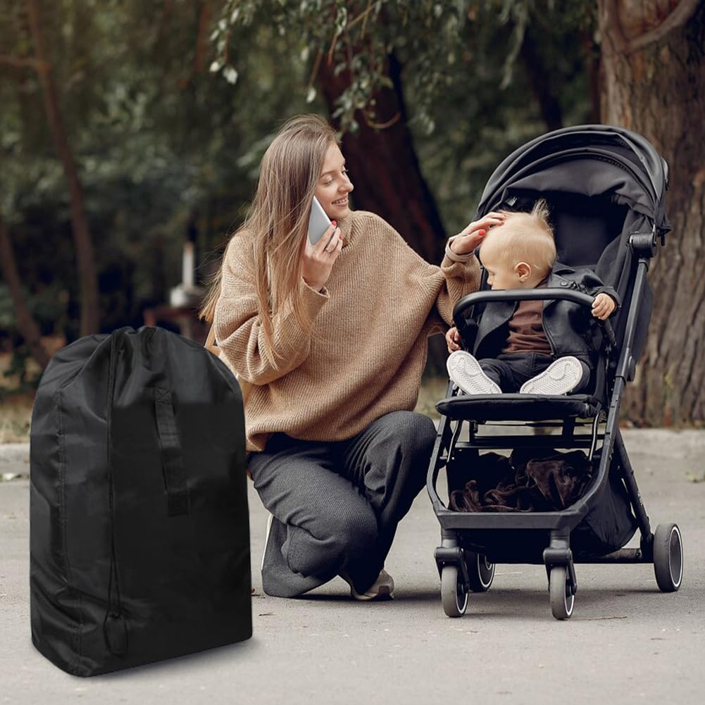 JIANWEI Waterproof Stroller Travel Bag for Airplane - 117 x 53 x 33cm Universal Pram & Car Seat Cover with Adjustable Shoulder Strap | Durable Gate Check Bag for Baby Travel Accessories (Black) | Perfect for Air Travel, Road Trips & Daily Stroller Protection