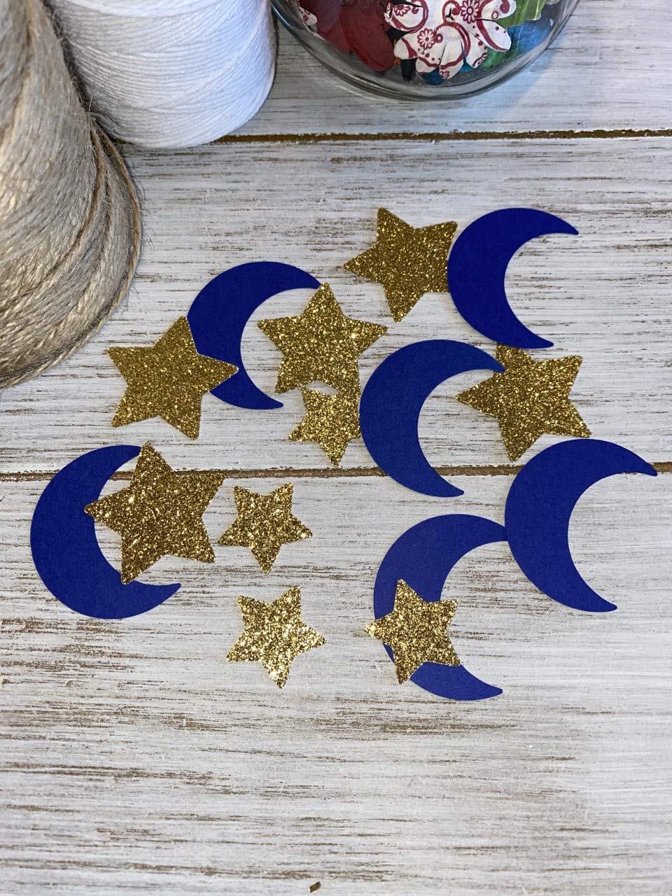 Moon and Star Confetti - Gold Glitter Star & Crescent Moon Confetti for Birthday Parties, Baby Showers, Weddings - 100 Pieces - Perfect for Table Scatters, Photo Backdrops, Gift Wrapping