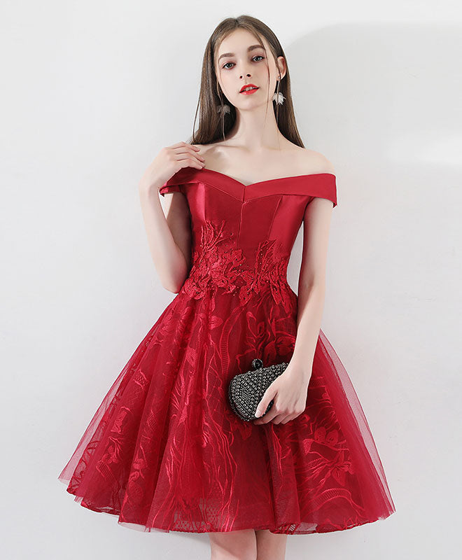Elegant Burgundy Lace Tulle Short Prom Dress for Homecoming - Perfect for Dances, Parties & Special Occasions