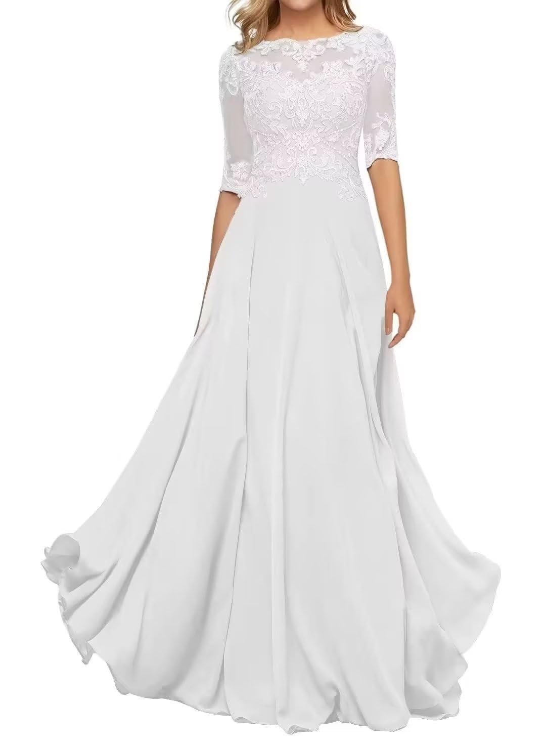 Elegant Mother of The Bride Dress - Chiffon Long Sleeve Formal Evening Gown for Women | Wedding Guest Dress, Special Occasions & Black Tie Events