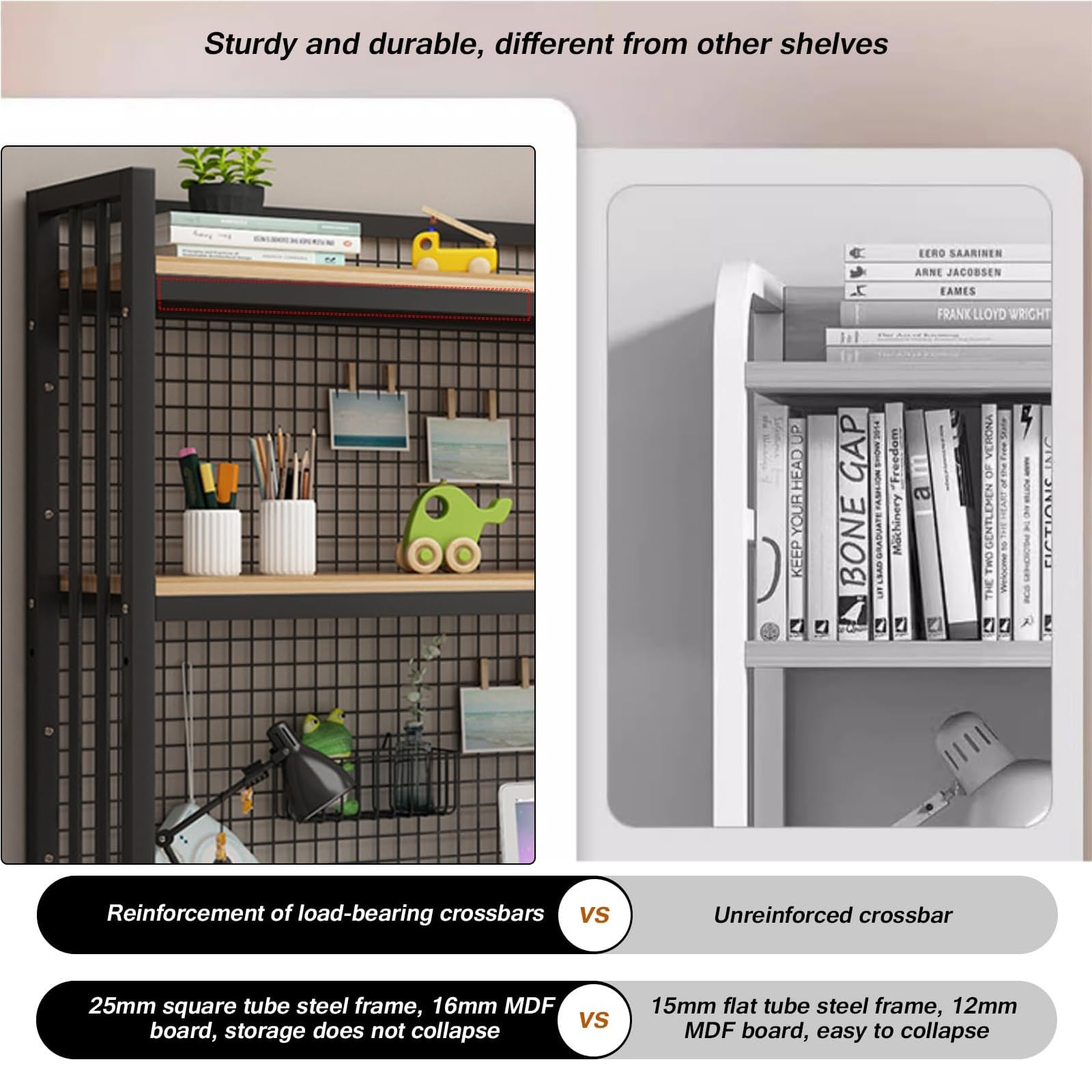 Adjustable Desk Bookshelf Organizer Rack - 135cm Height Desktop Bookcase for Computer Desk, Office Supplies & Accessories Storage Display Shelf | Perfect for Home Office, Study Room & Workspace Organization