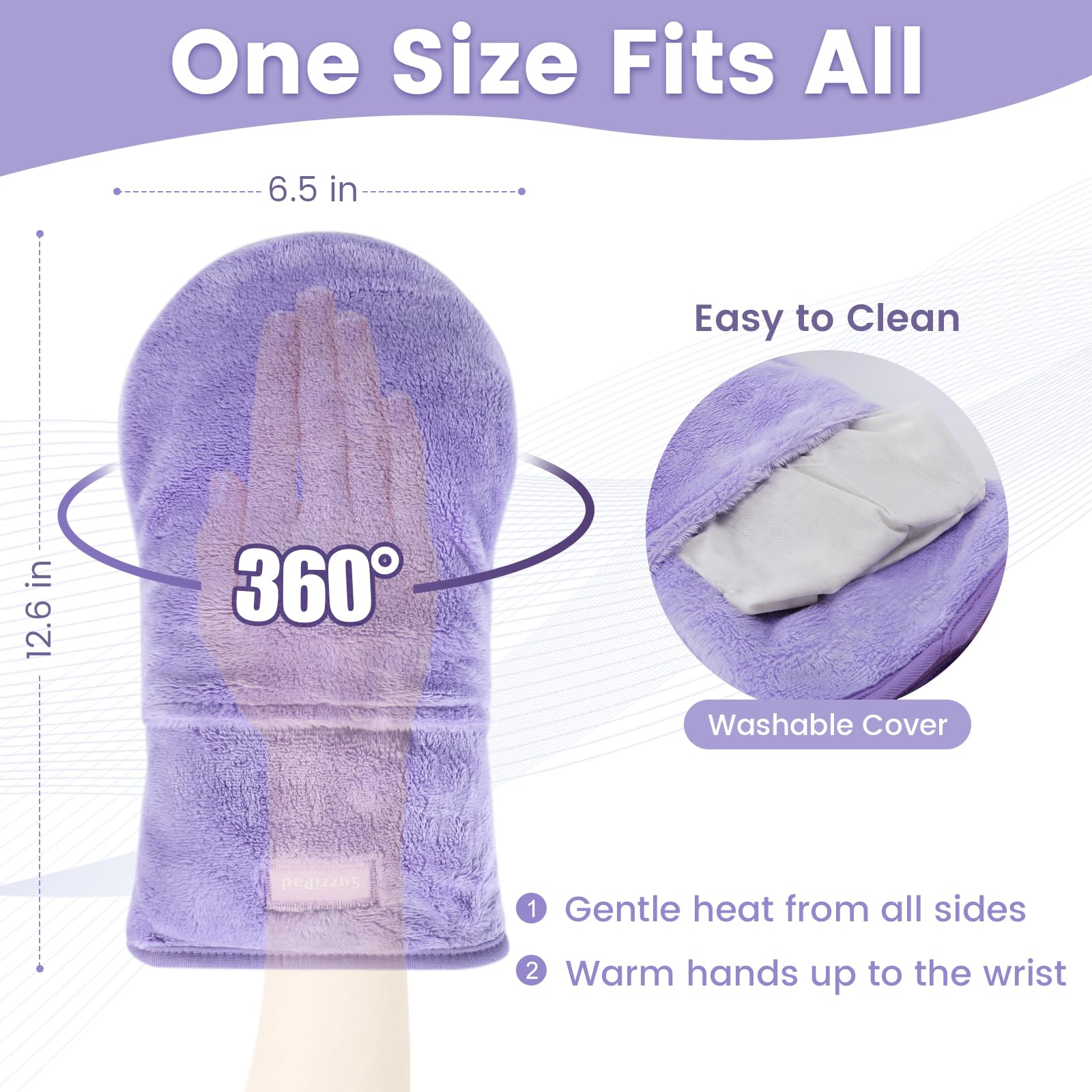 SuzziPad Heated Gloves for Women - Microwaveable Hand Warmers to Relieve Fatigue & Discomfort, Washable Heating Pads for Arthritis Pain Relief - Perfect for Elderly Care, Winter Outdoor Activities & Cold Office Work