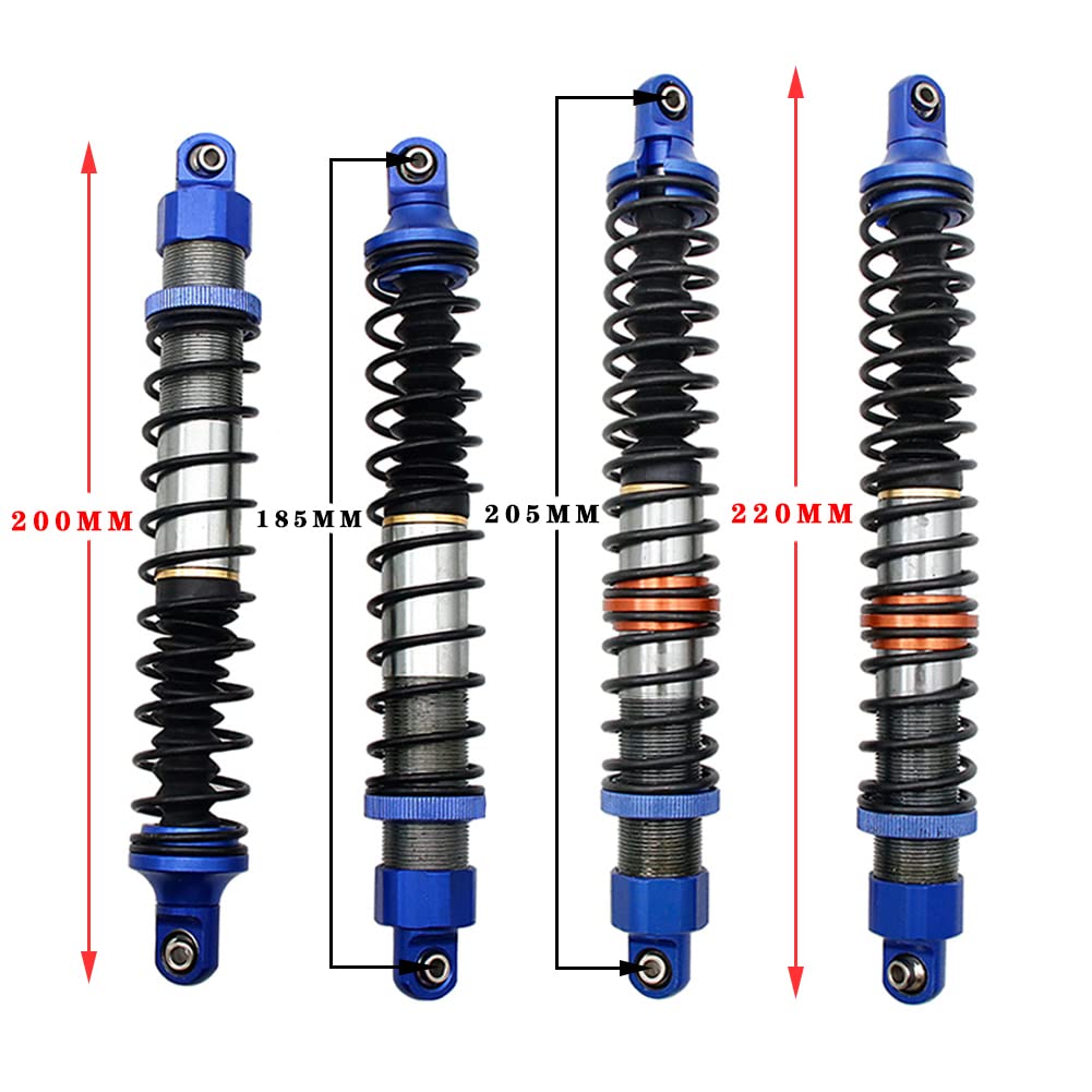 Aluminum Front & Rear Oil Shocks Kit - Blue Oil Filled Shocks for 1/5 Scale HPI Baja 5B SS 5T 5SC RC Cars - Upgrade Parts for Off-Road Racing & Bashing
