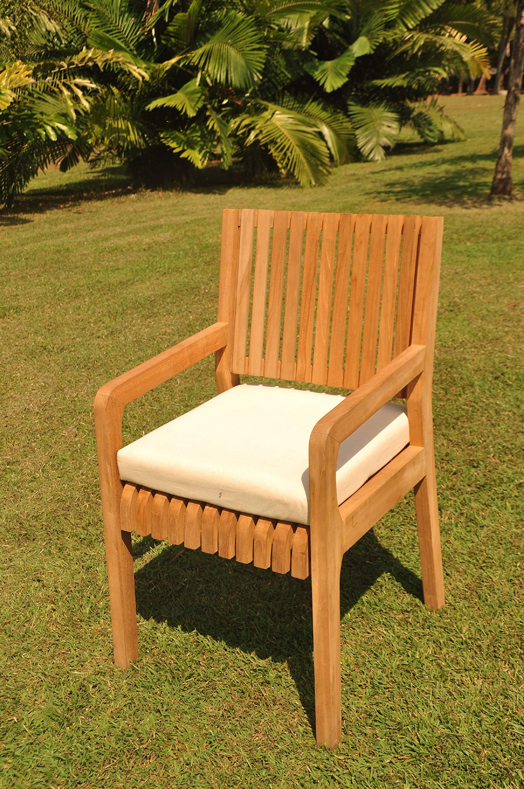 Premium Grade-A Teak Wood Luxury Single Armchair - Maldives Style Lounge Chair for Patio, Garden, or Beachfront Relaxation #36MLAA
