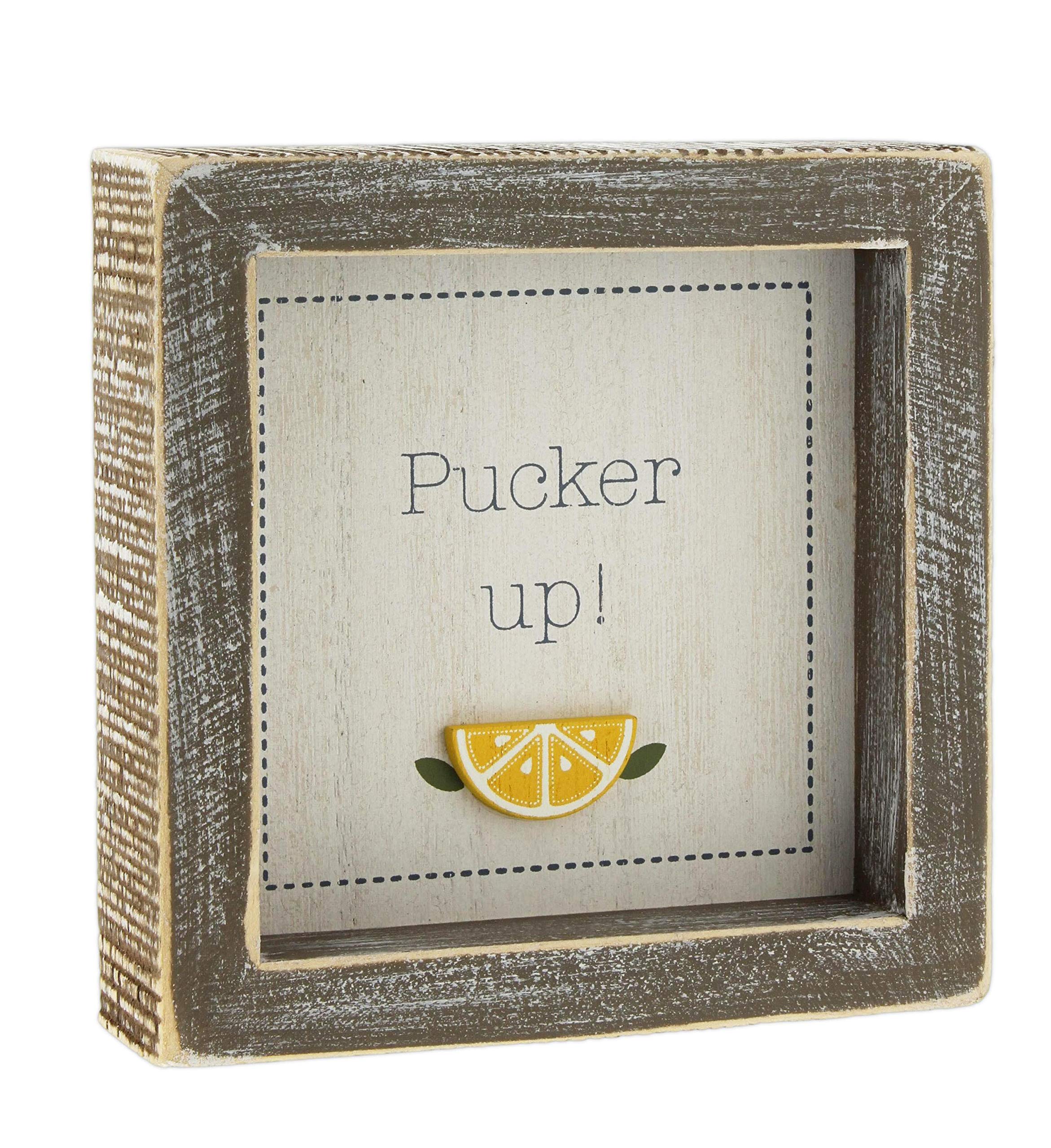 Adams Manufacturing Rustic Wood Box Sign - 'Pucker Up' Handmade Home Decor for Farmhouse, Kitchen & Entryway | Perfect for Weddings, Gifts & Wall Art